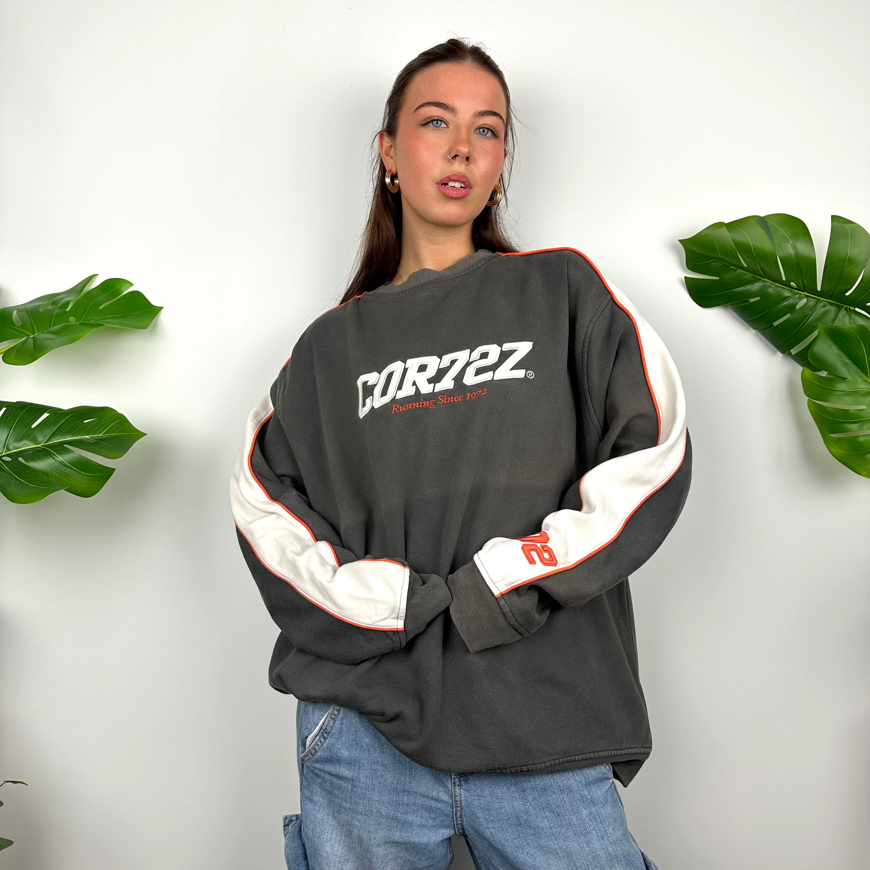 Nike Cortez Grey Embroidered Spell Out Sweatshirt (L) - Image 7