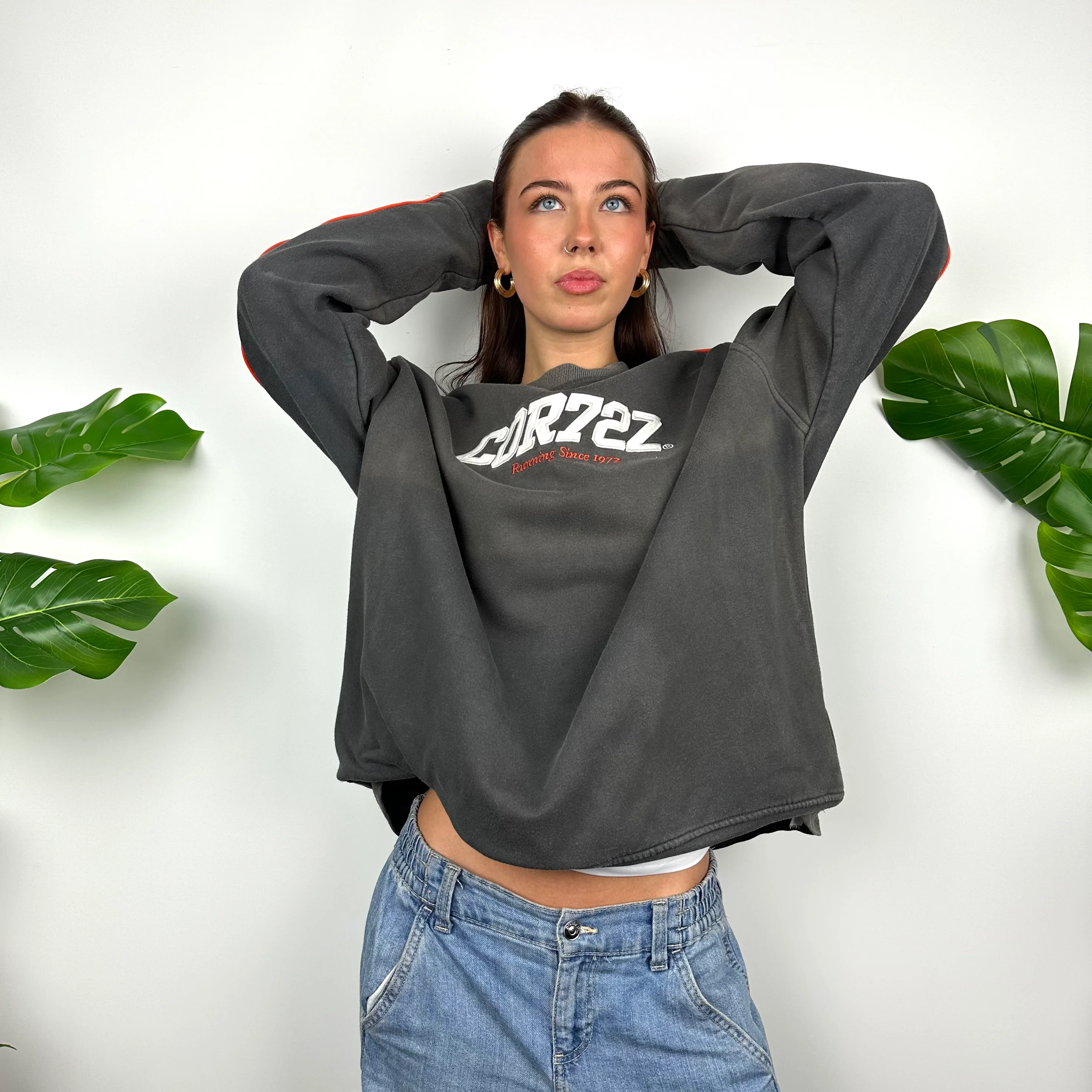 Nike Cortez Grey Embroidered Spell Out Sweatshirt (L) - Image 8