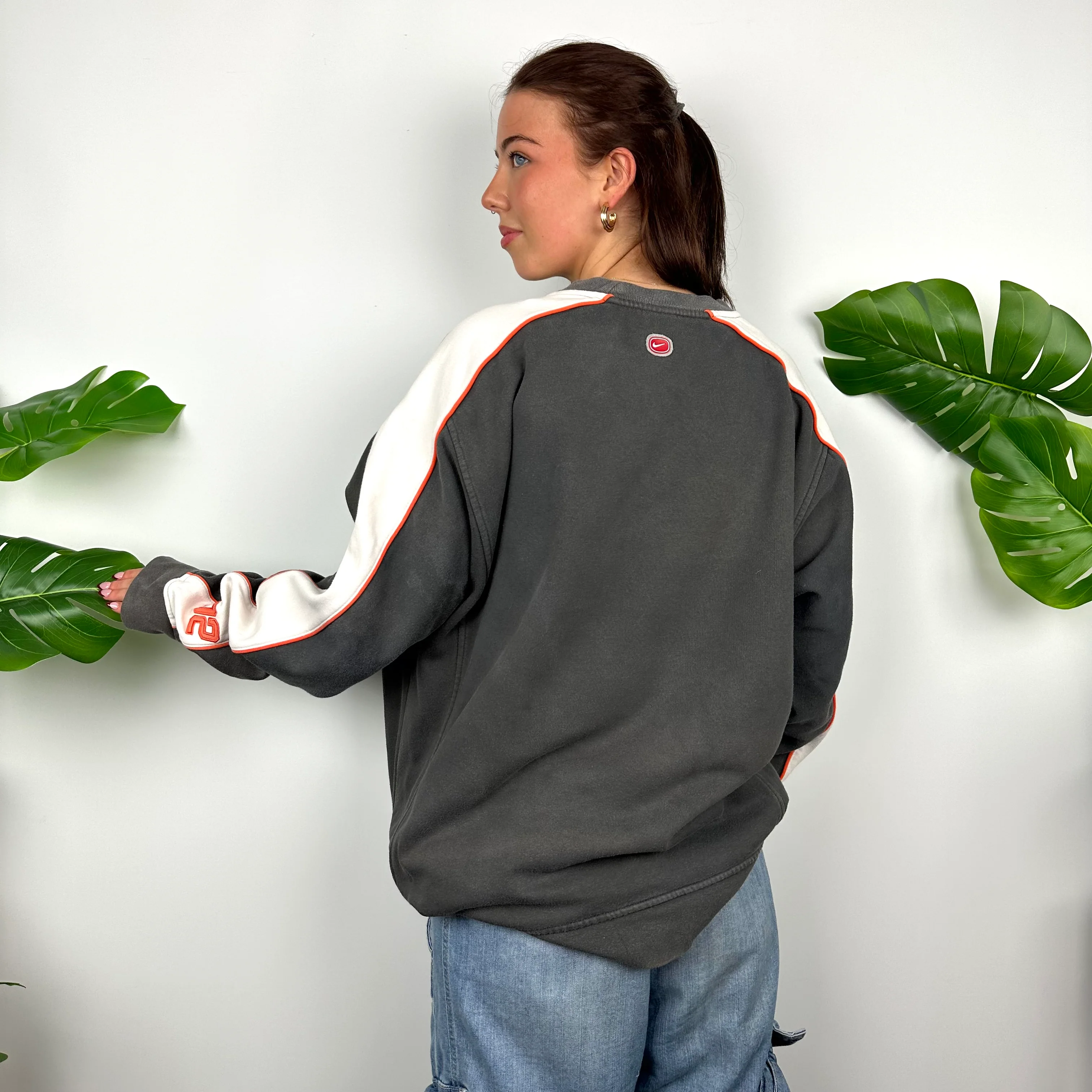 Nike Cortez Grey Embroidered Spell Out Sweatshirt (L) - Image 9