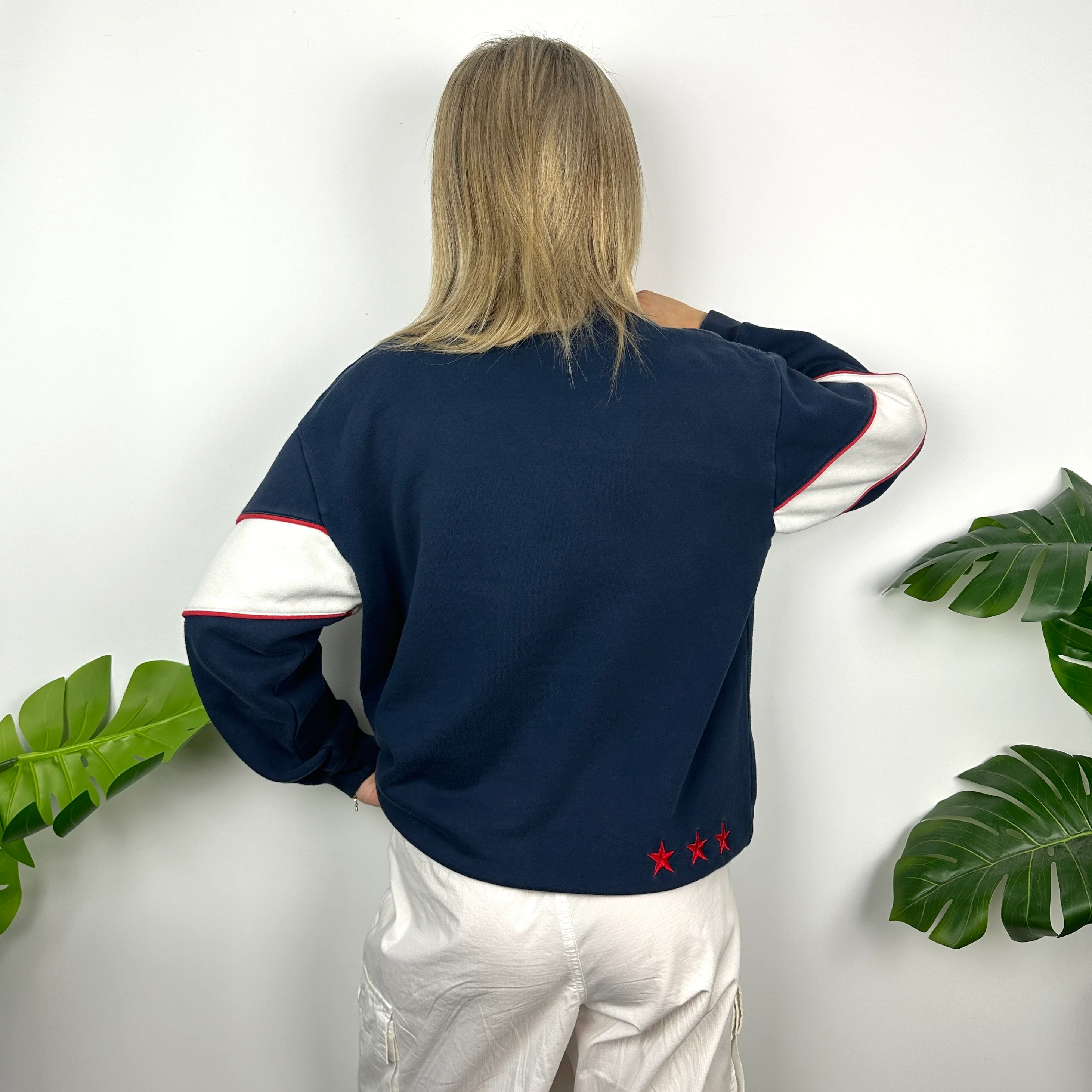 Nike Cortez Navy Embroidered Spell Out Sweatshirt (M) - Image 4