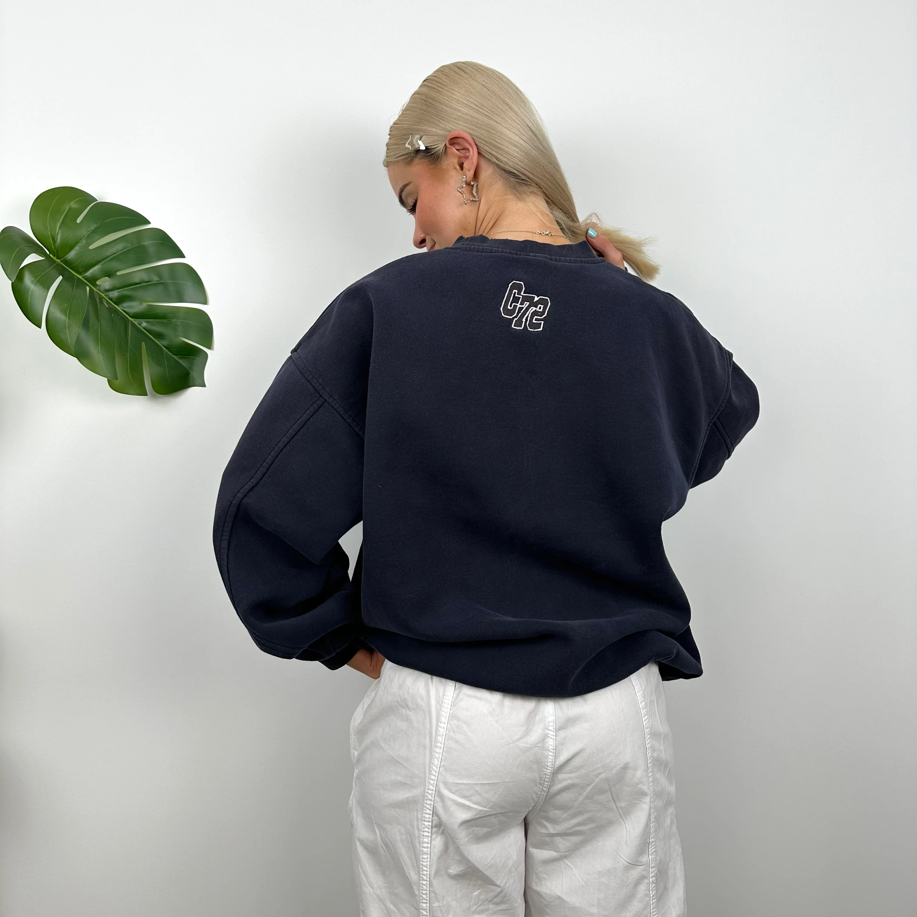 Nike Cortez Navy Embroidered Spell Out Sweatshirt (L) - Image 4