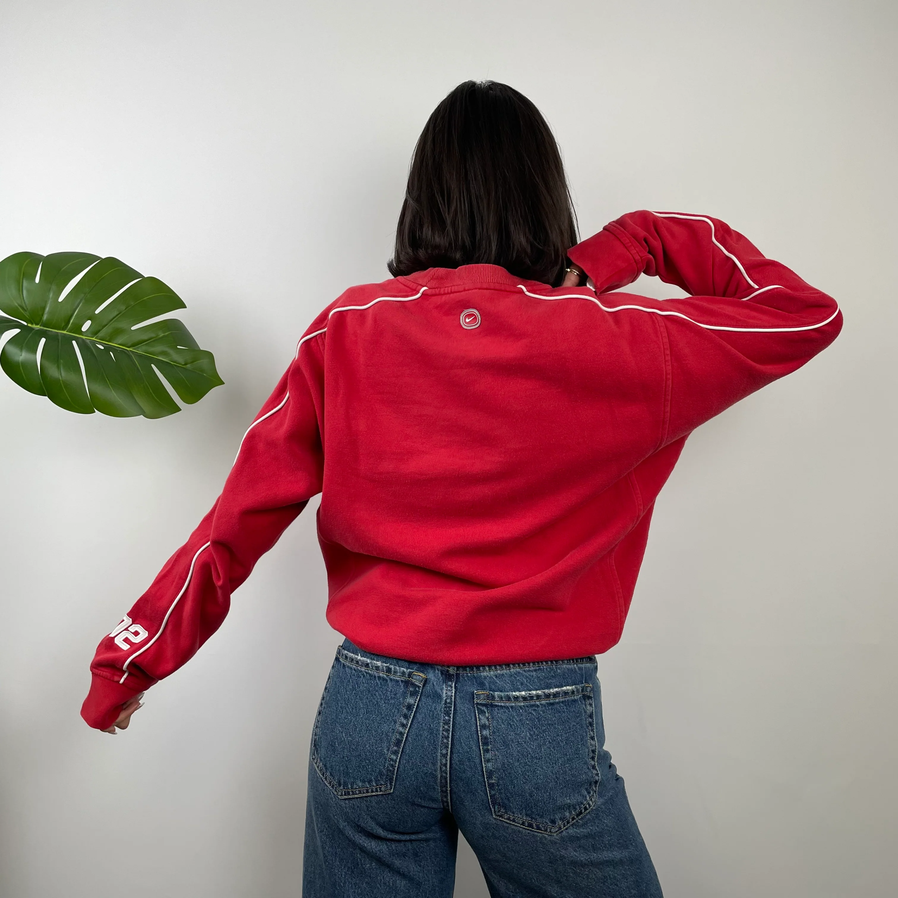 Nike Cortez RARE Red Embroidered Spell Out Sweatshirt (M) - Image 10
