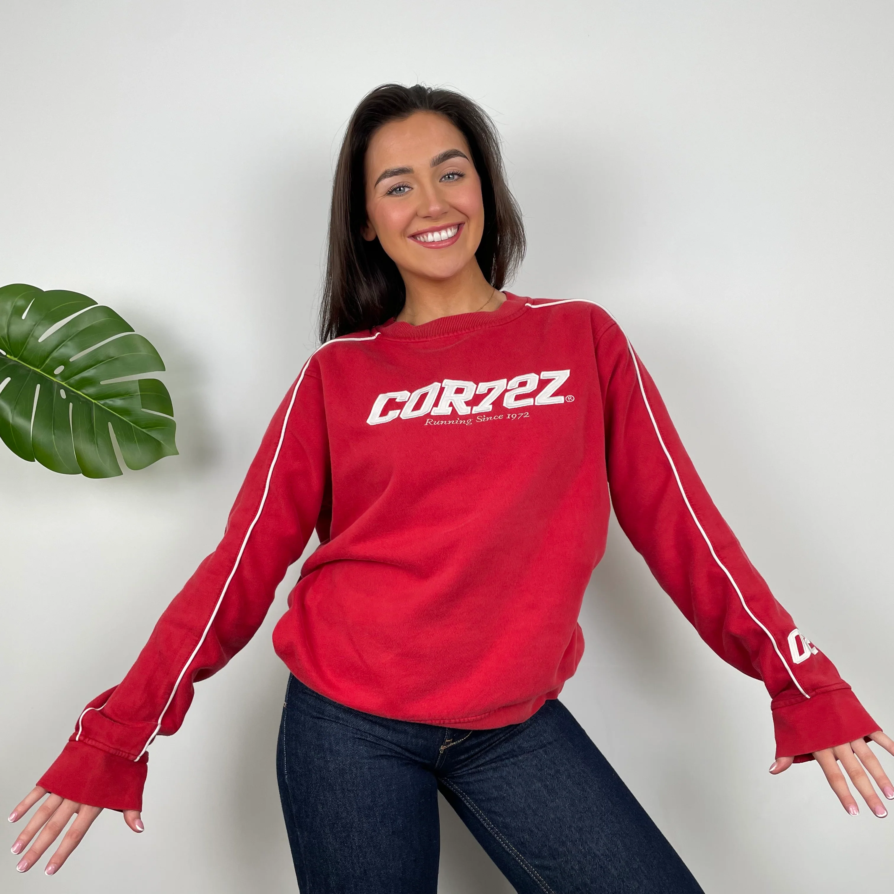 Nike Cortez RARE Red Embroidered Spell Out Sweatshirt (L) - Image 6