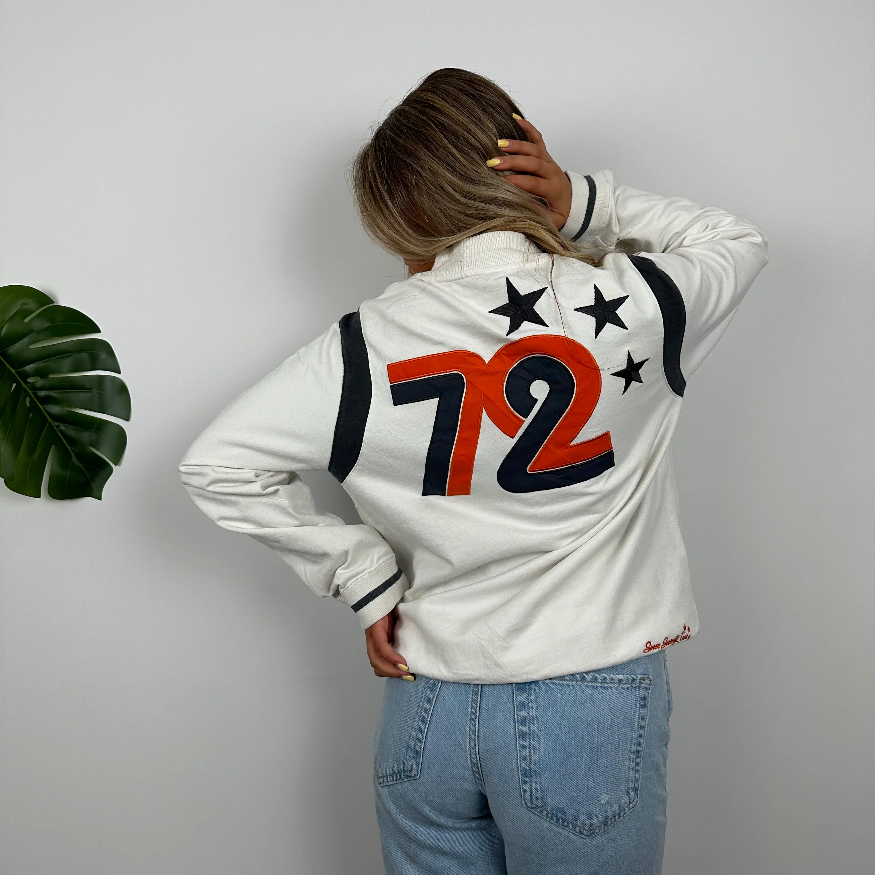Nike Cortez RARE White Embroidered Spell Out Zip Up Hoodie Jacket (M) - Image 2