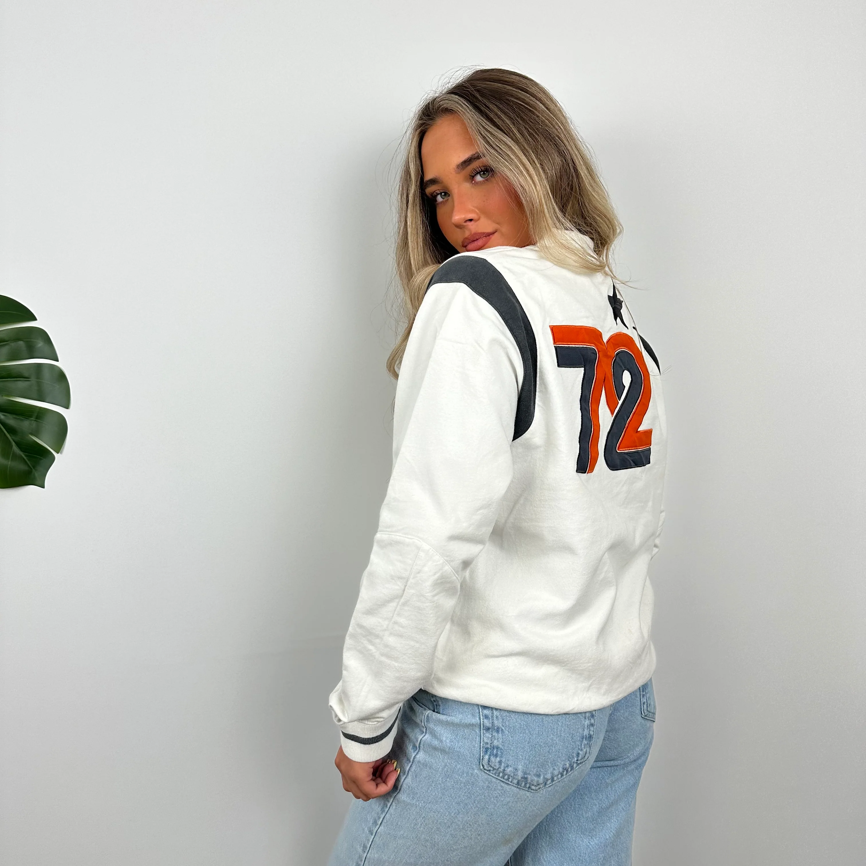 Nike Cortez RARE White Embroidered Spell Out Zip Up Hoodie Jacket (M) - Image 5