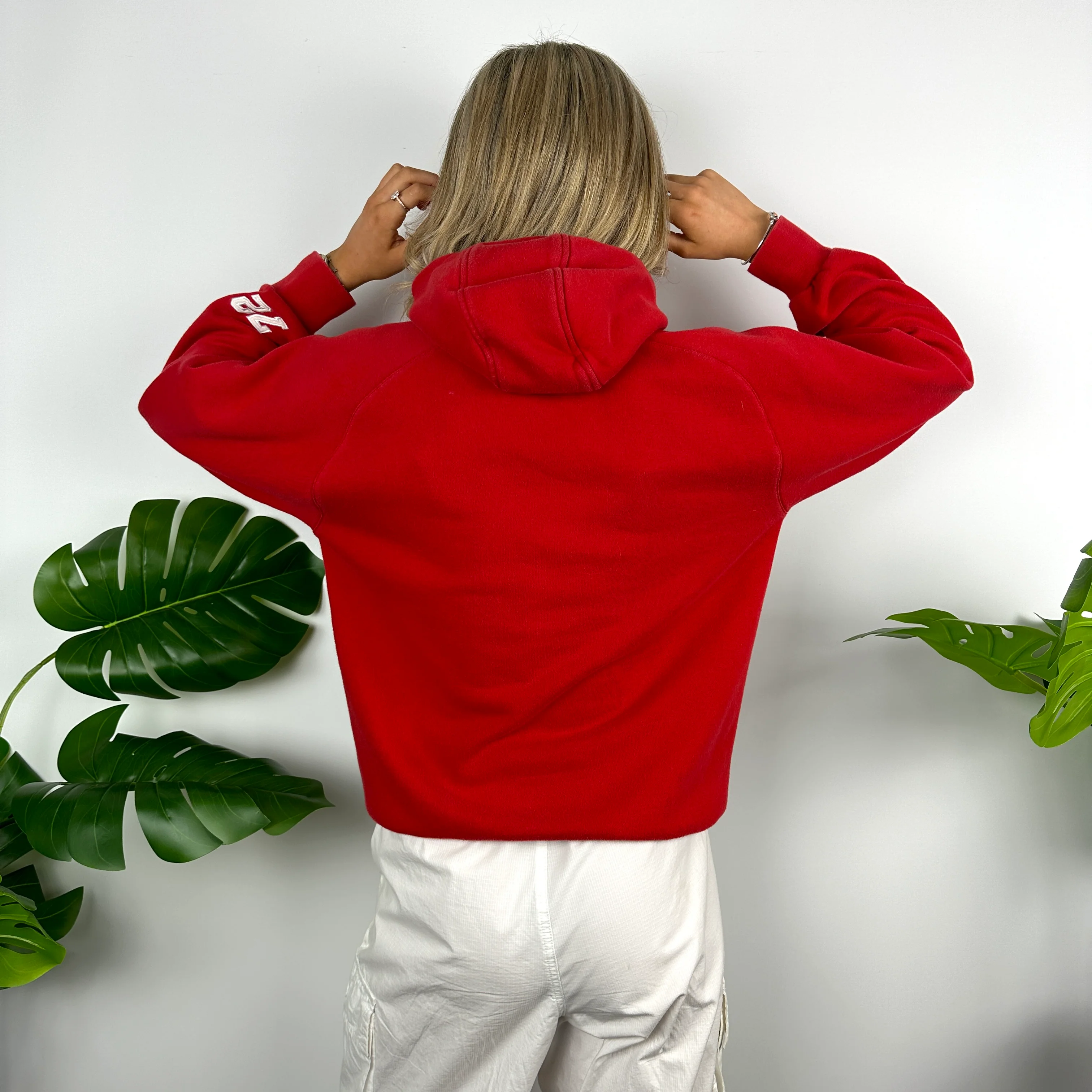Nike Cortez Red Embroidered Spell Out Hoodie (M) - Image 4