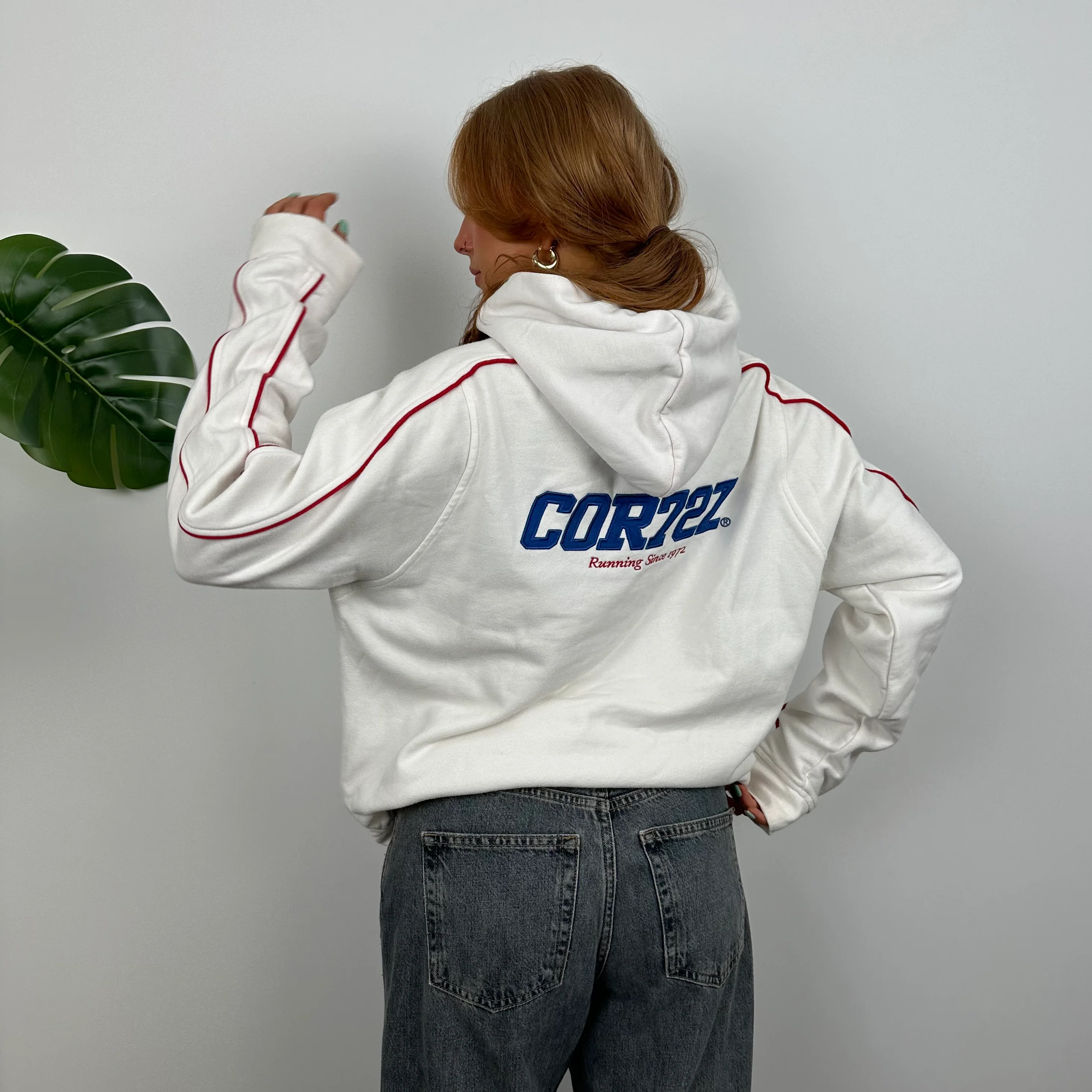 Nike Cortez White Embroidered Spell Out Hoodie (M) - Image 6
