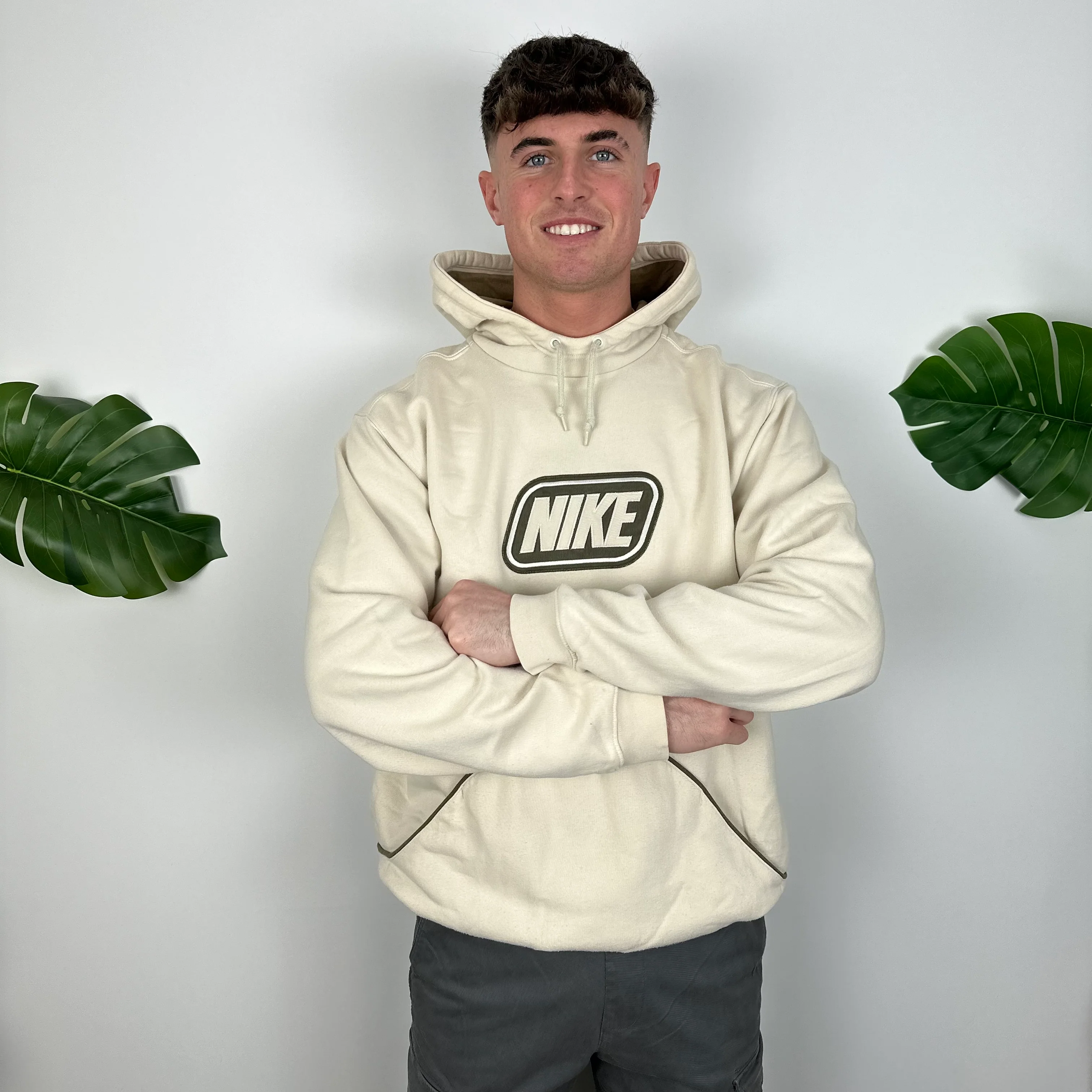 Nike Cream Embroidered Spell Out Hoodie as worn by Molly Mae (L) - Image 5