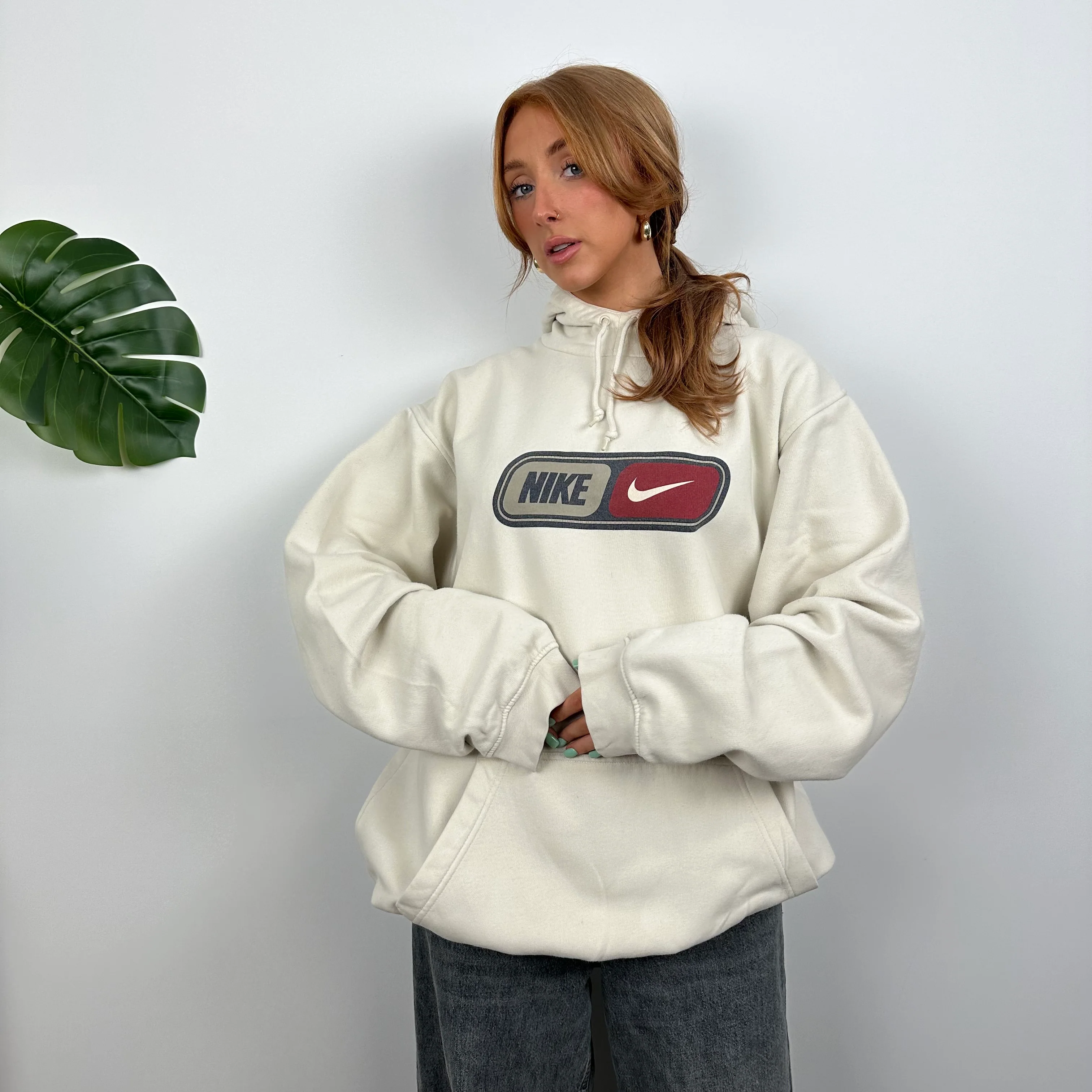 Nike Cream Spell Out Hoodie (L) - Image 5