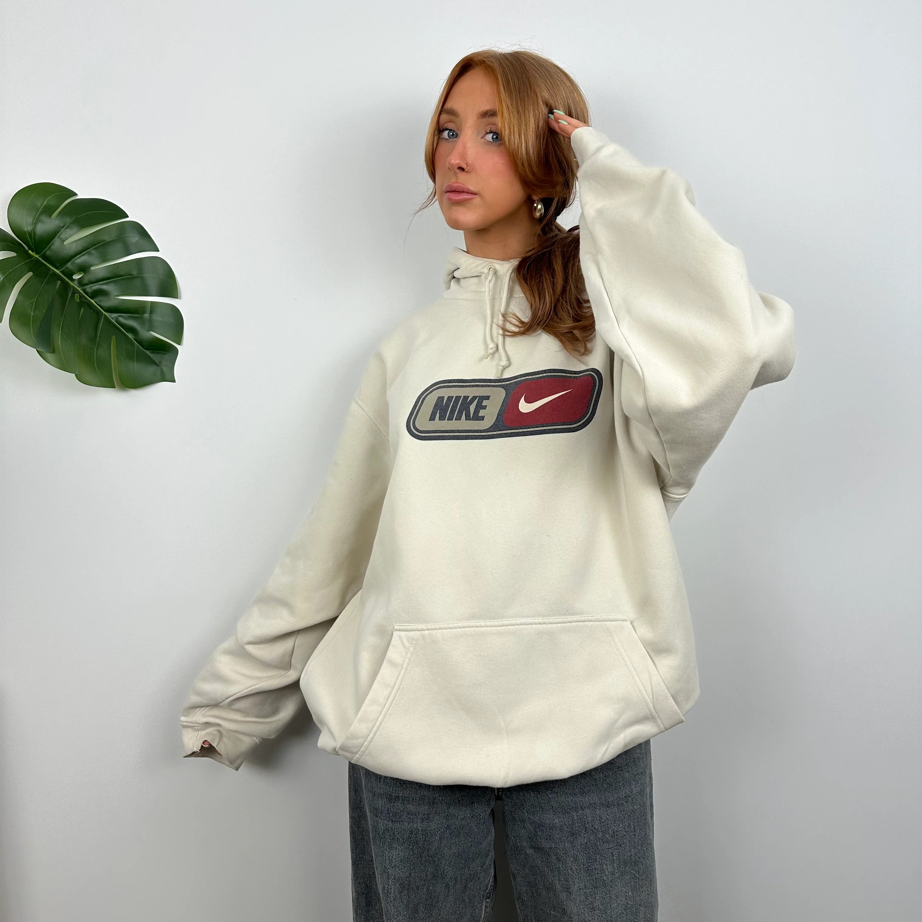 Nike Cream Spell Out Hoodie (L) - Image 6