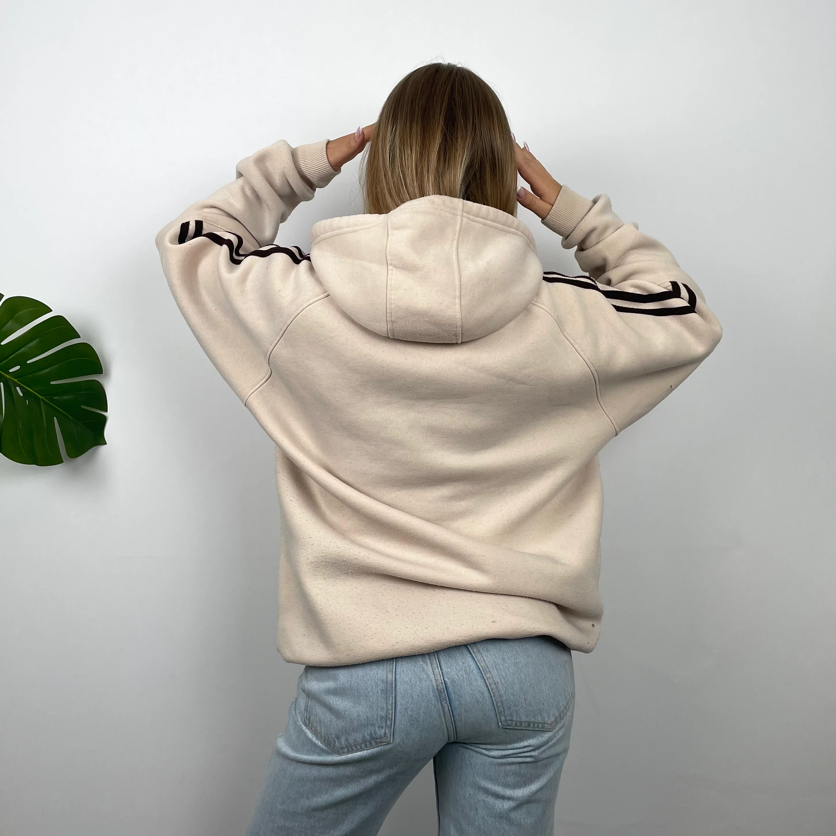 Nike Cream Embroidered Spell Out Hoodie (L) - Image 4