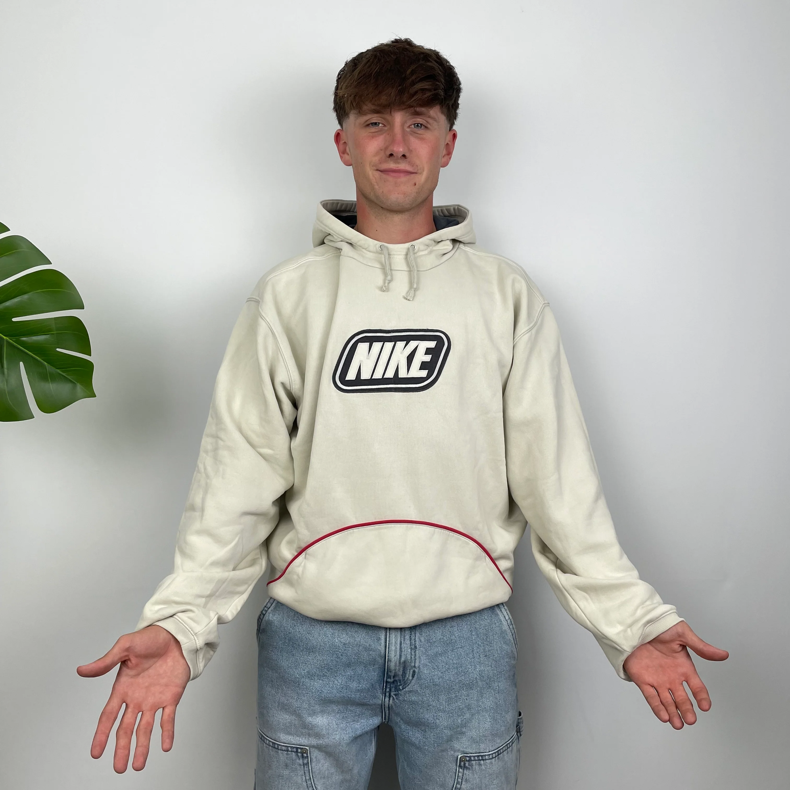 Nike Cream Embroidered Spell Out Hoodie (XL) - Image 5