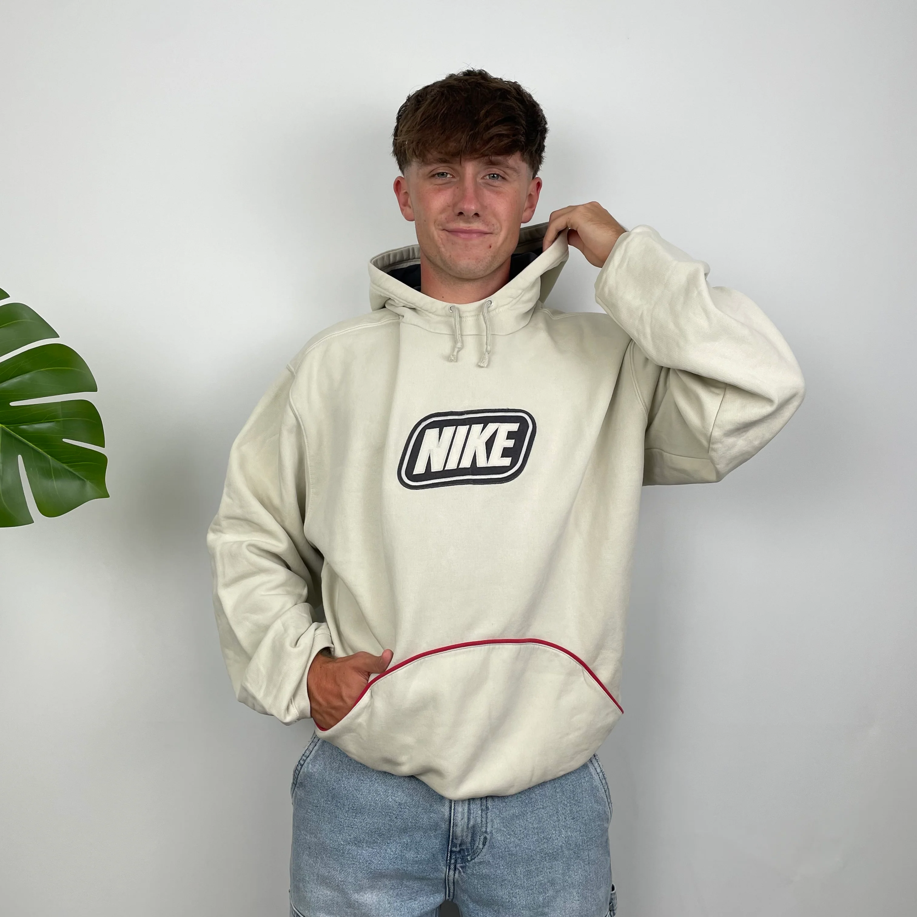 Nike Cream Embroidered Spell Out Hoodie (XL) - Image 7