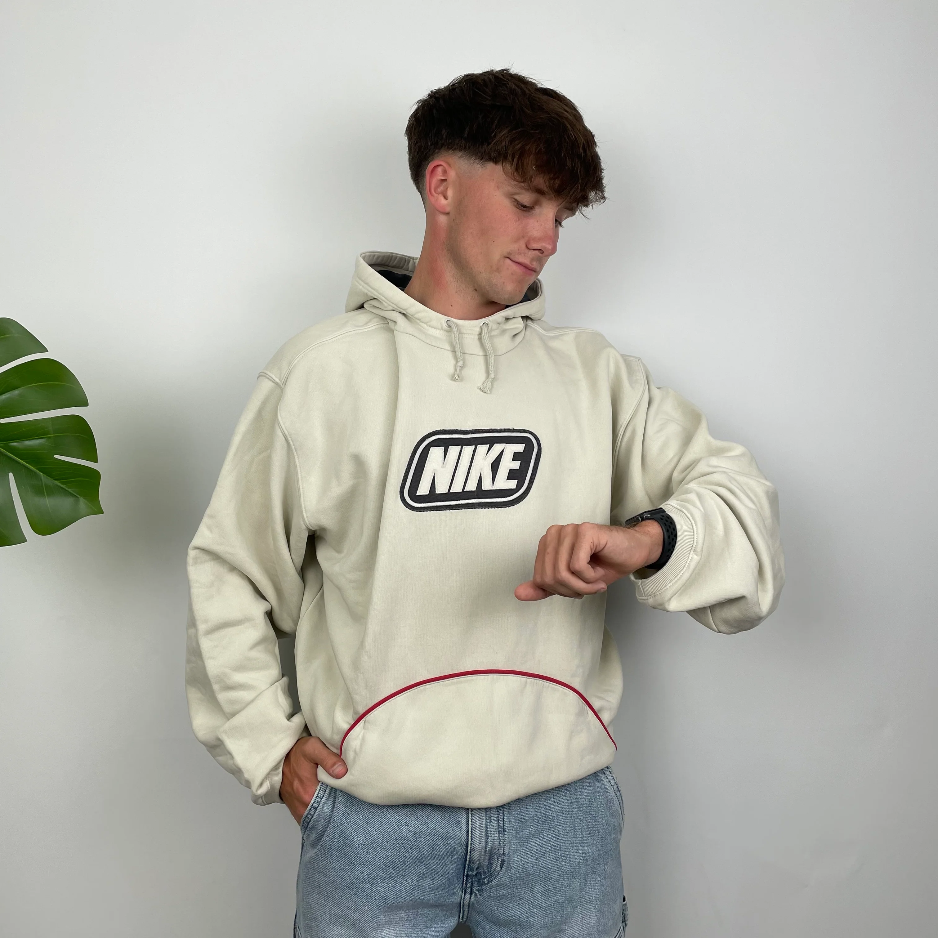 Nike Cream Embroidered Spell Out Hoodie (XL) - Image 8