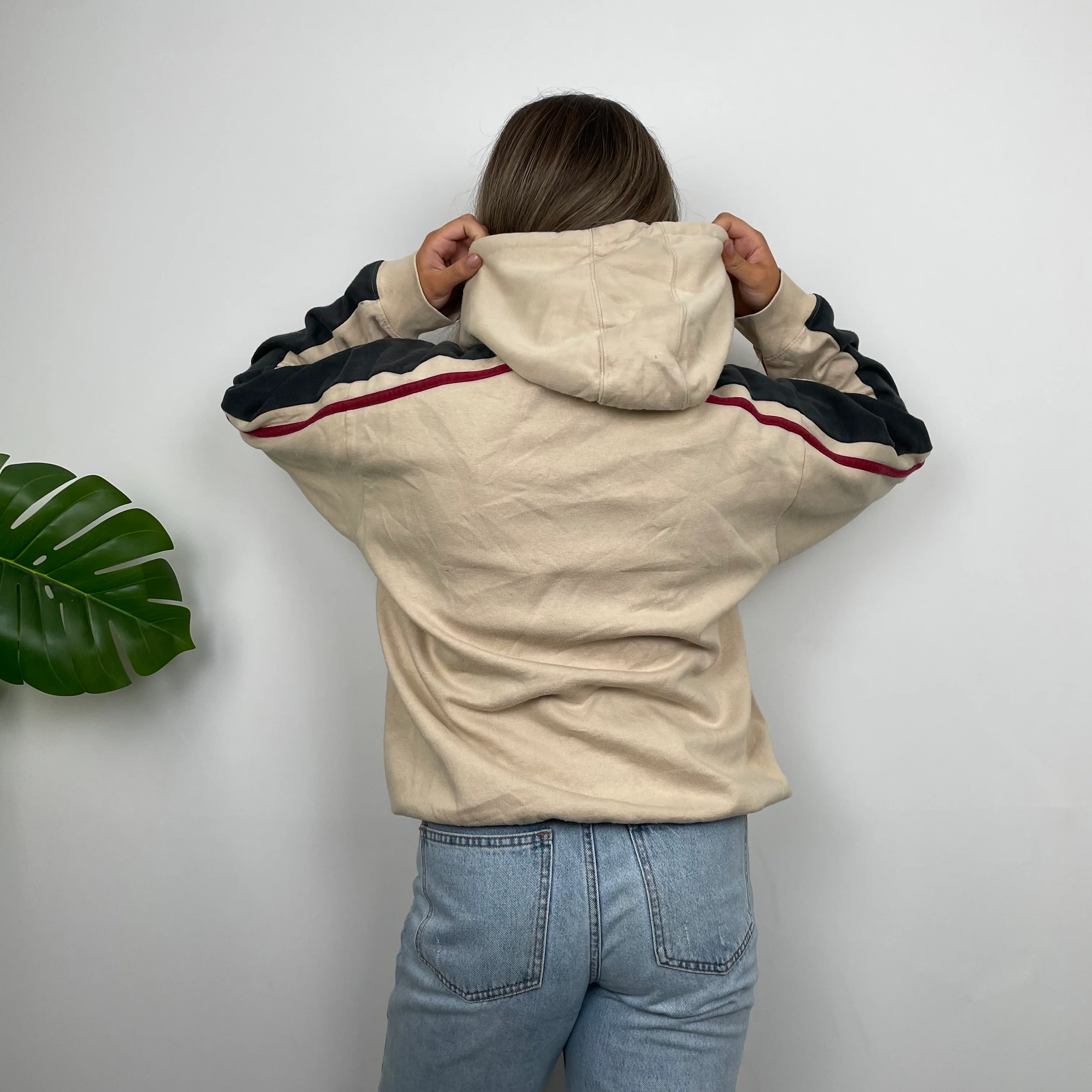 Nike Cream Embroidered Spell Out Hoodie (M) - Image 4