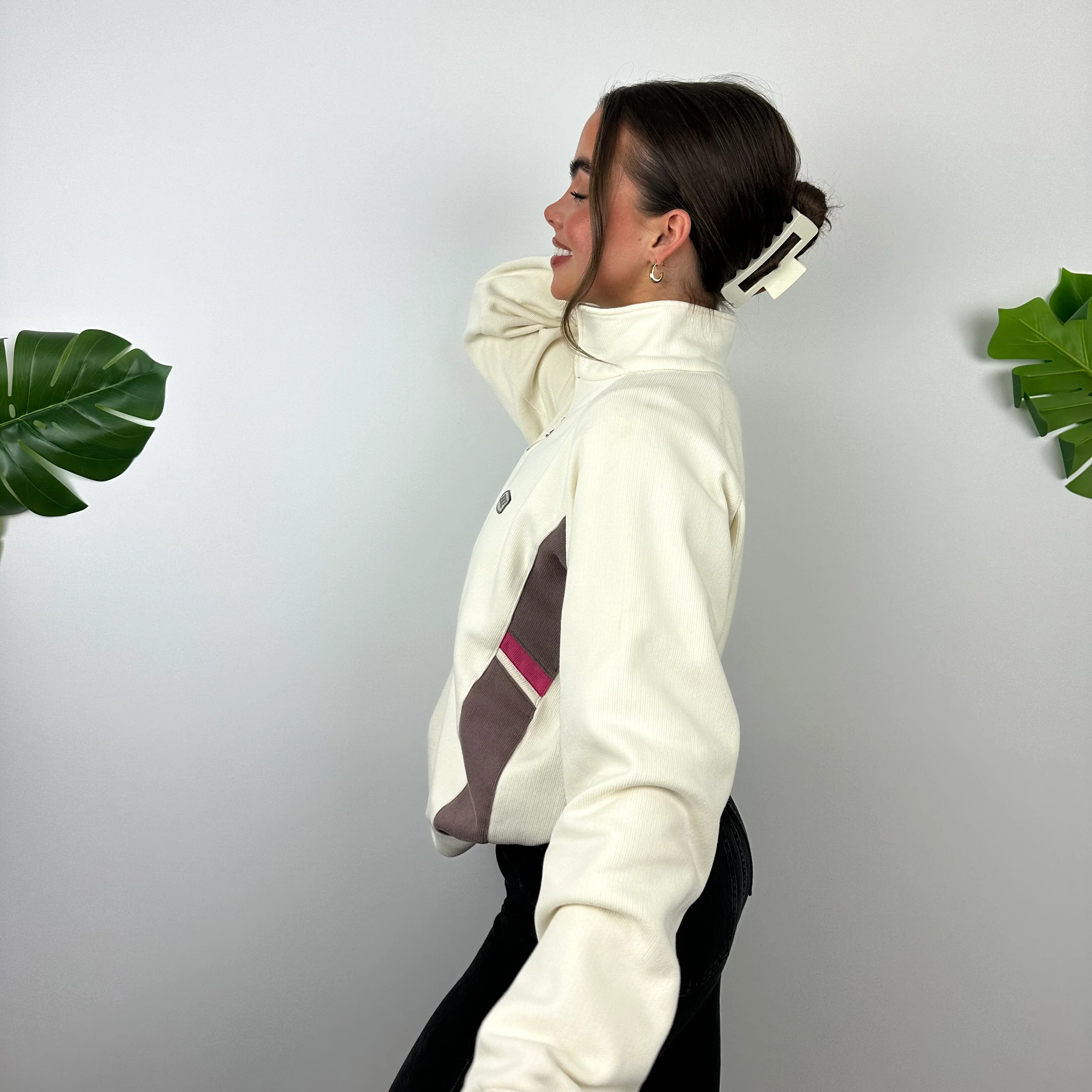 Nike Cream Embroidered Spell Out Quarter Zip Sweatshirt (M) - Image 8