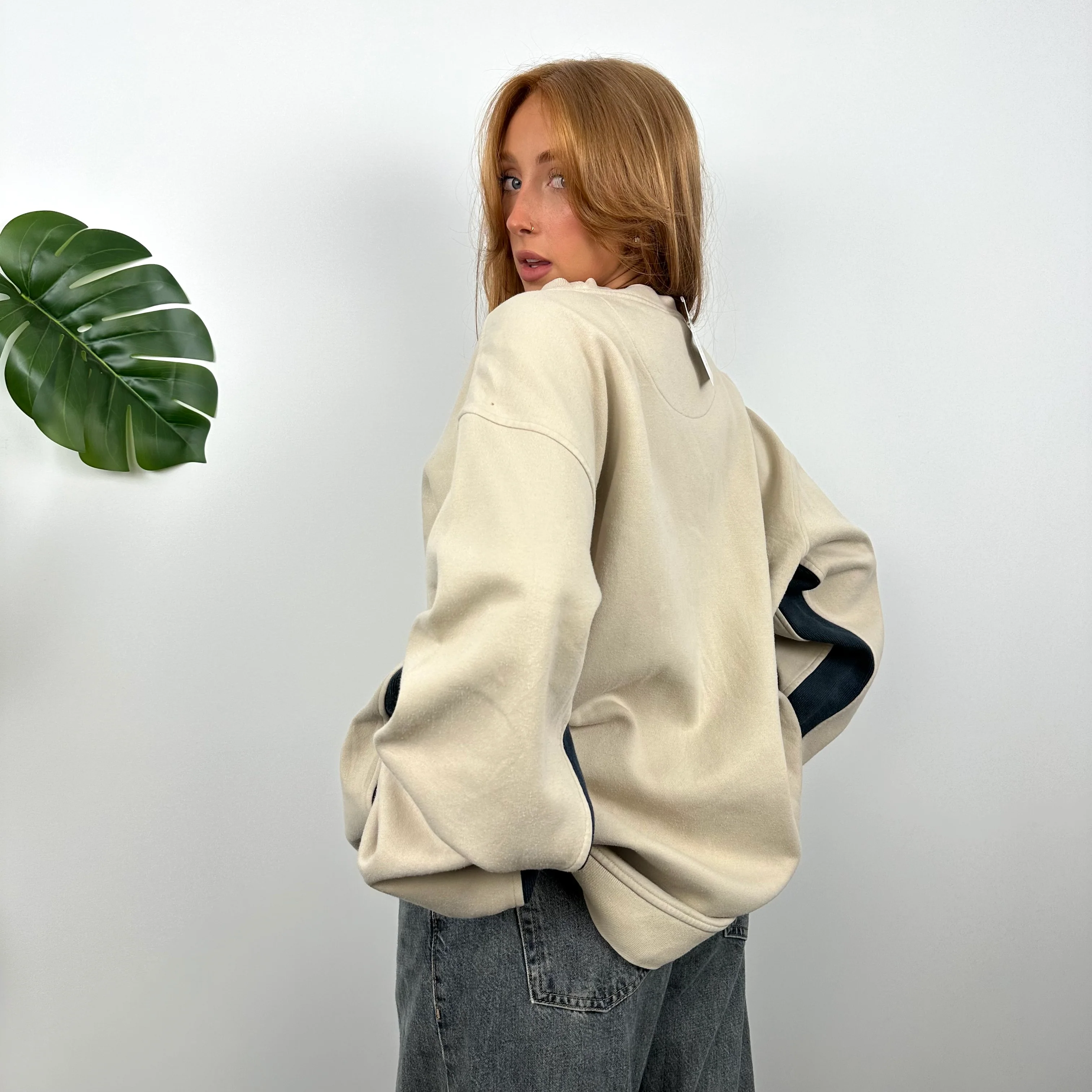 Nike Cream Embroidered Spell Out Sweatshirt (XXL) - Image 7