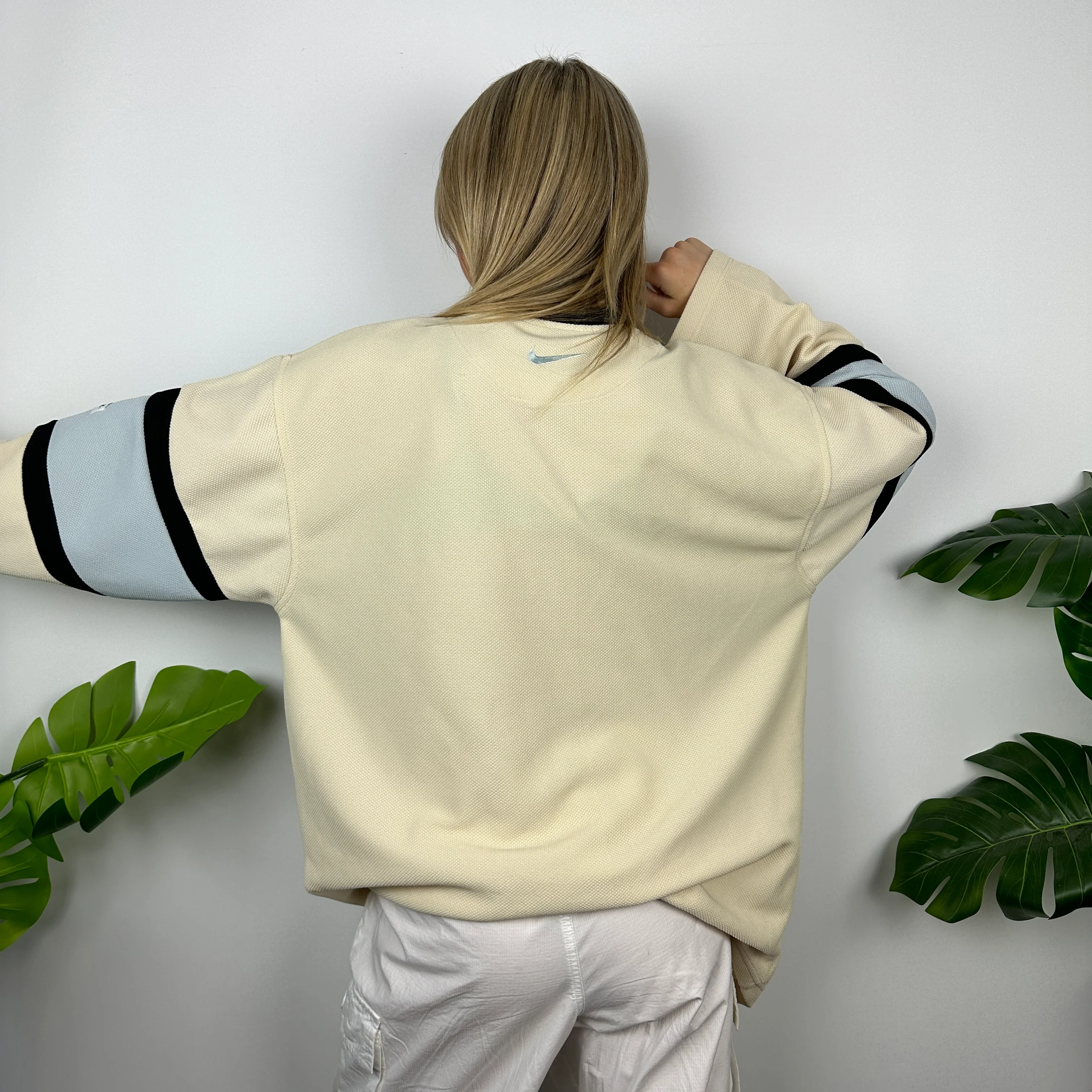 Nike Cream Embroidered Spell Out Sweatshirt (XXL) - Image 4