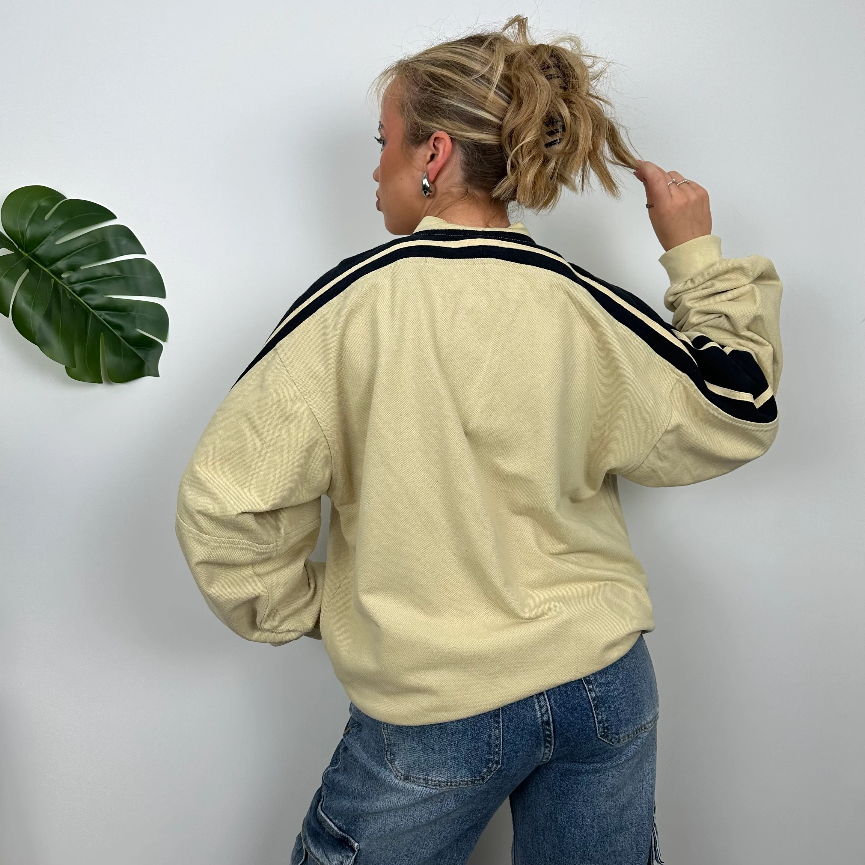 Nike Cream Embroidered Swoosh Quarter Zip Sweatshirt (XL) - Image 4