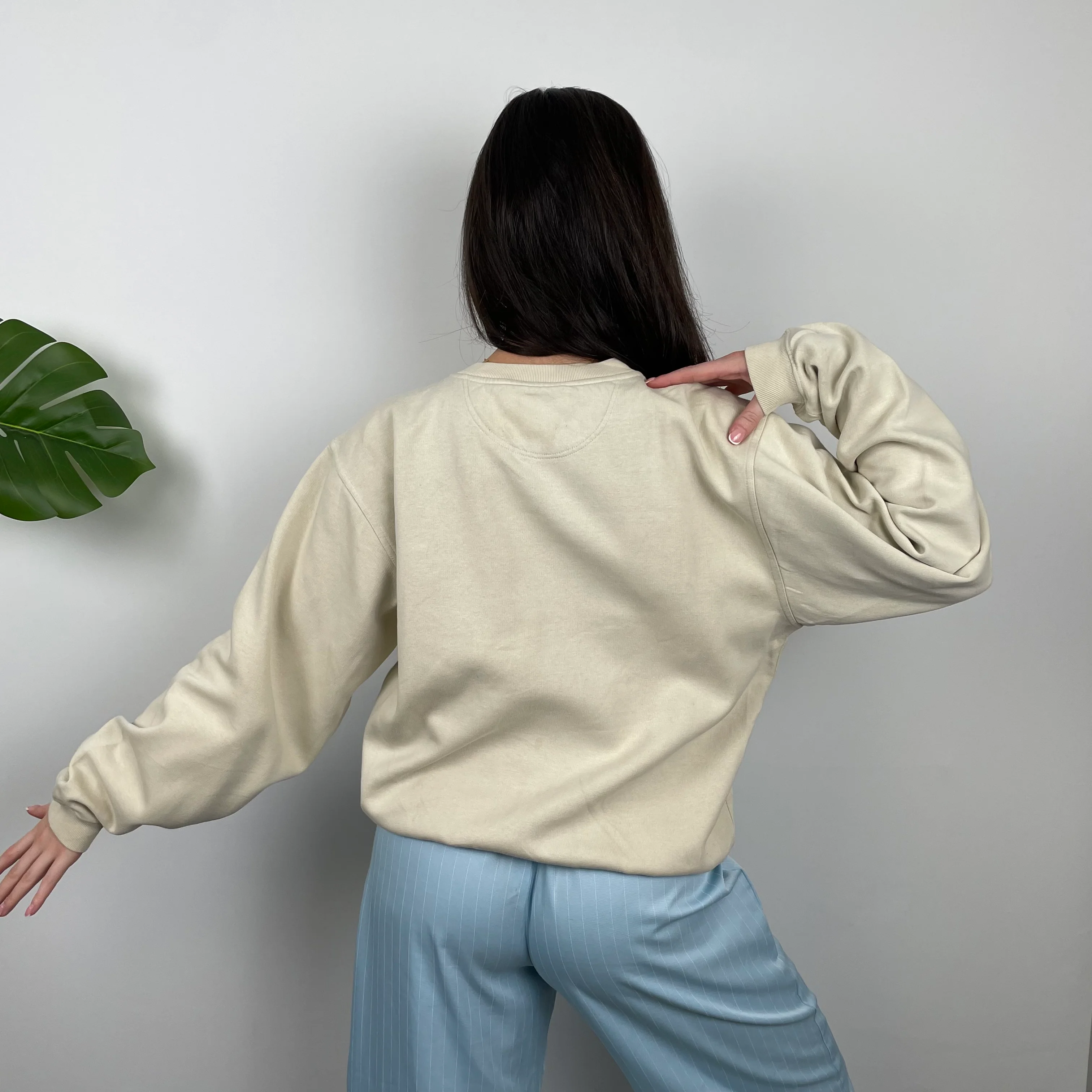 Nike Cream Embroidered Swoosh Sweatshirt (S) - Image 8