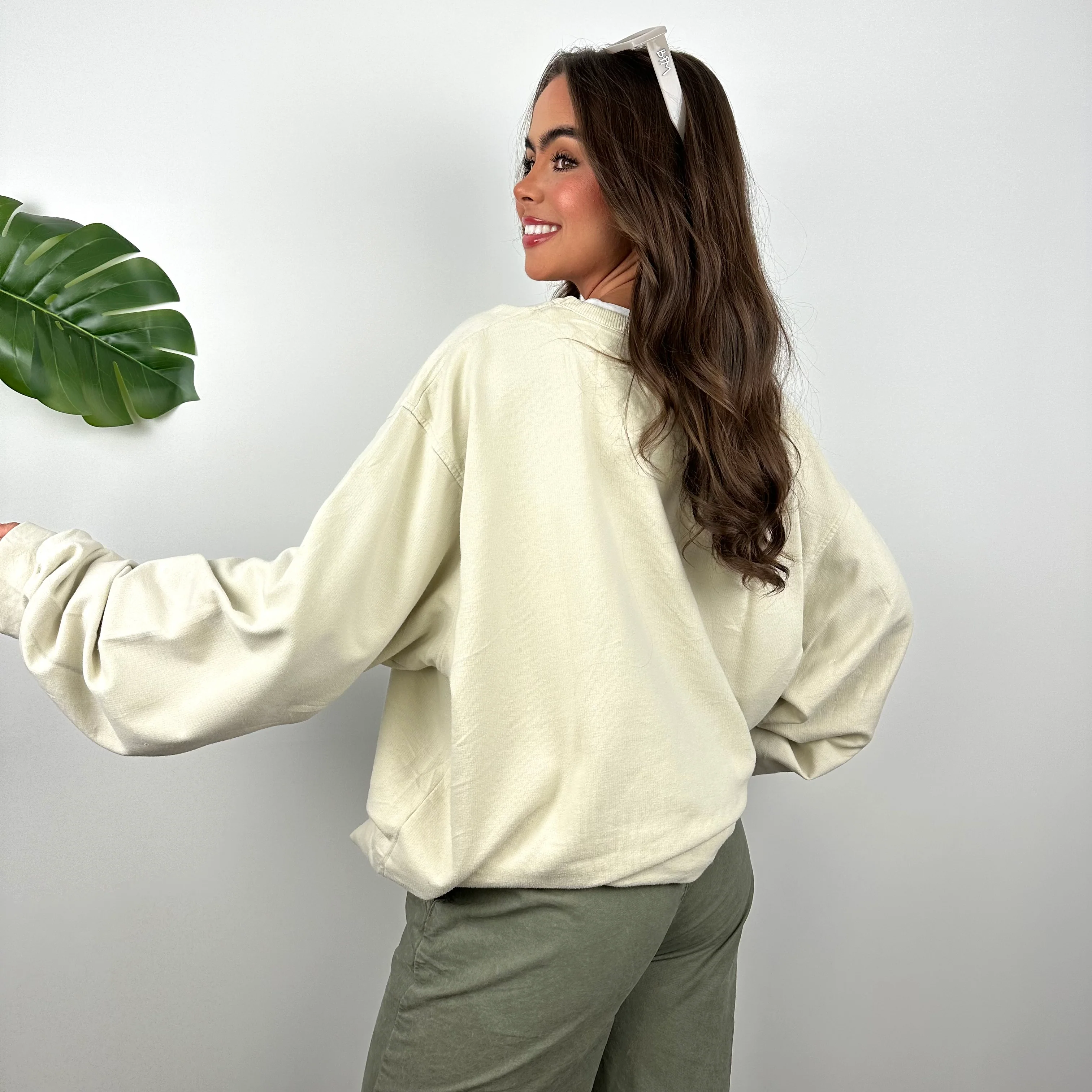 Nike Cream Embroidered Swoosh Sweatshirt (XL) - Image 9