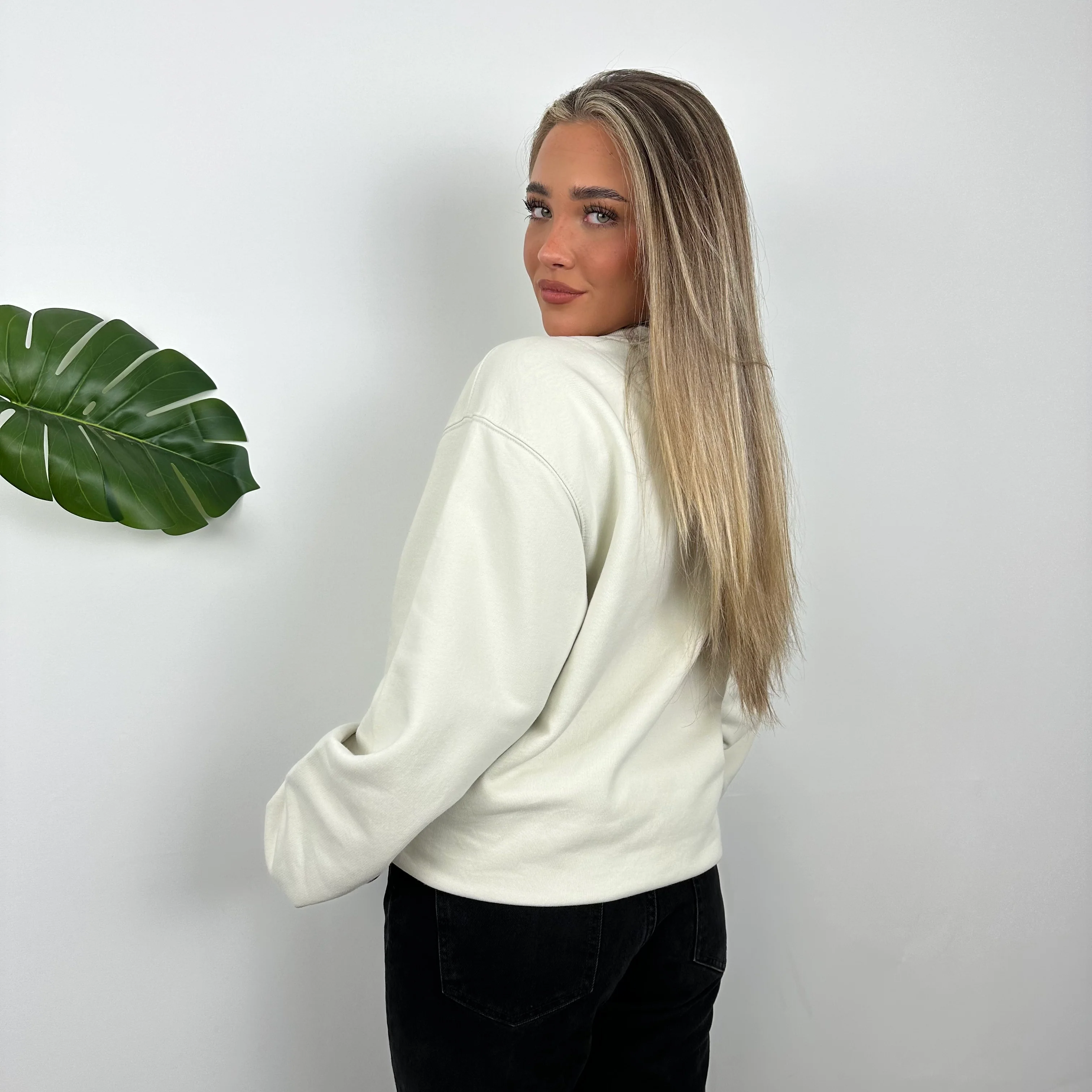 Nike Cream Embroidered Swoosh Sweatshirt (L) - Image 6