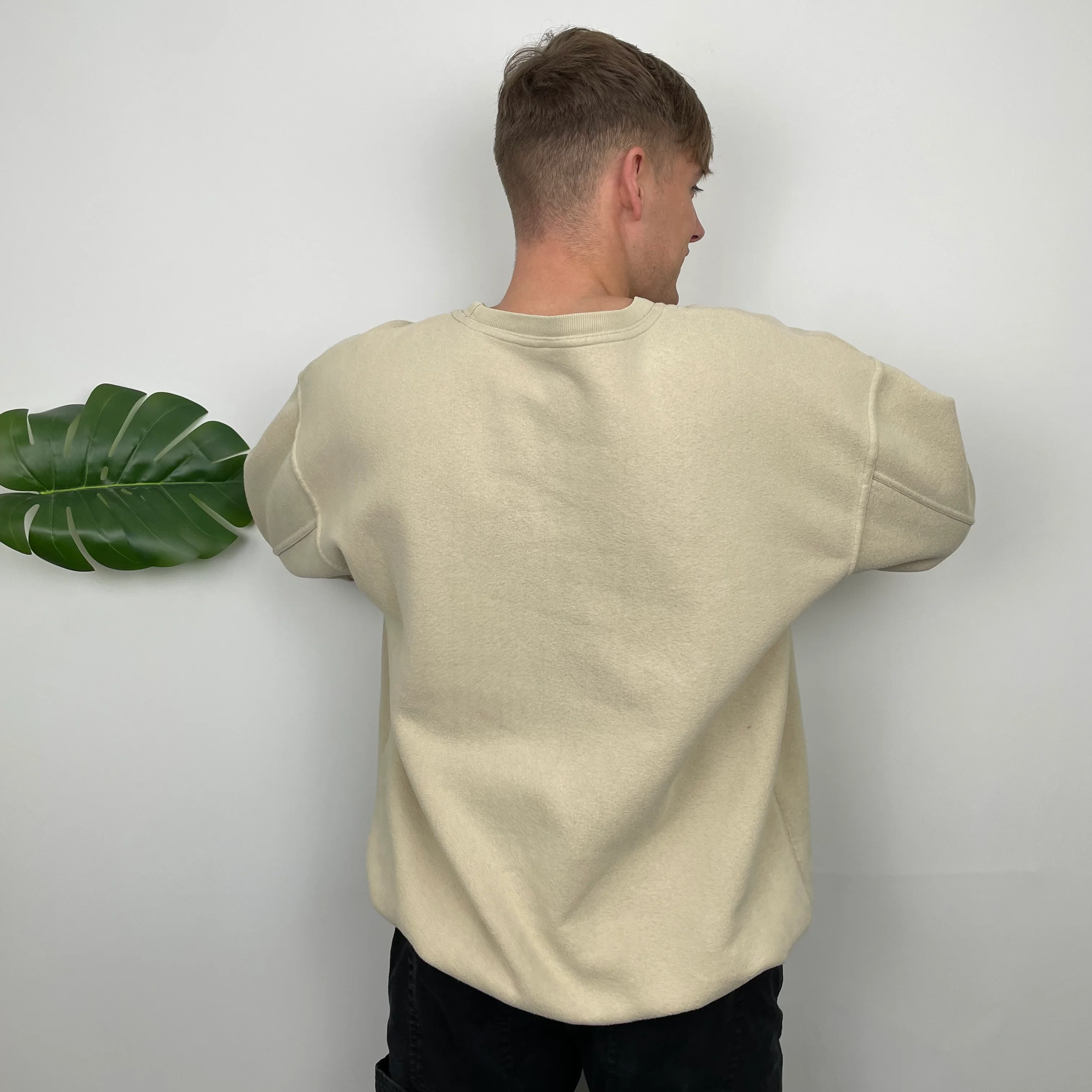 Nike Cream Embroidered Swoosh Sweatshirt (XL) - Image 4