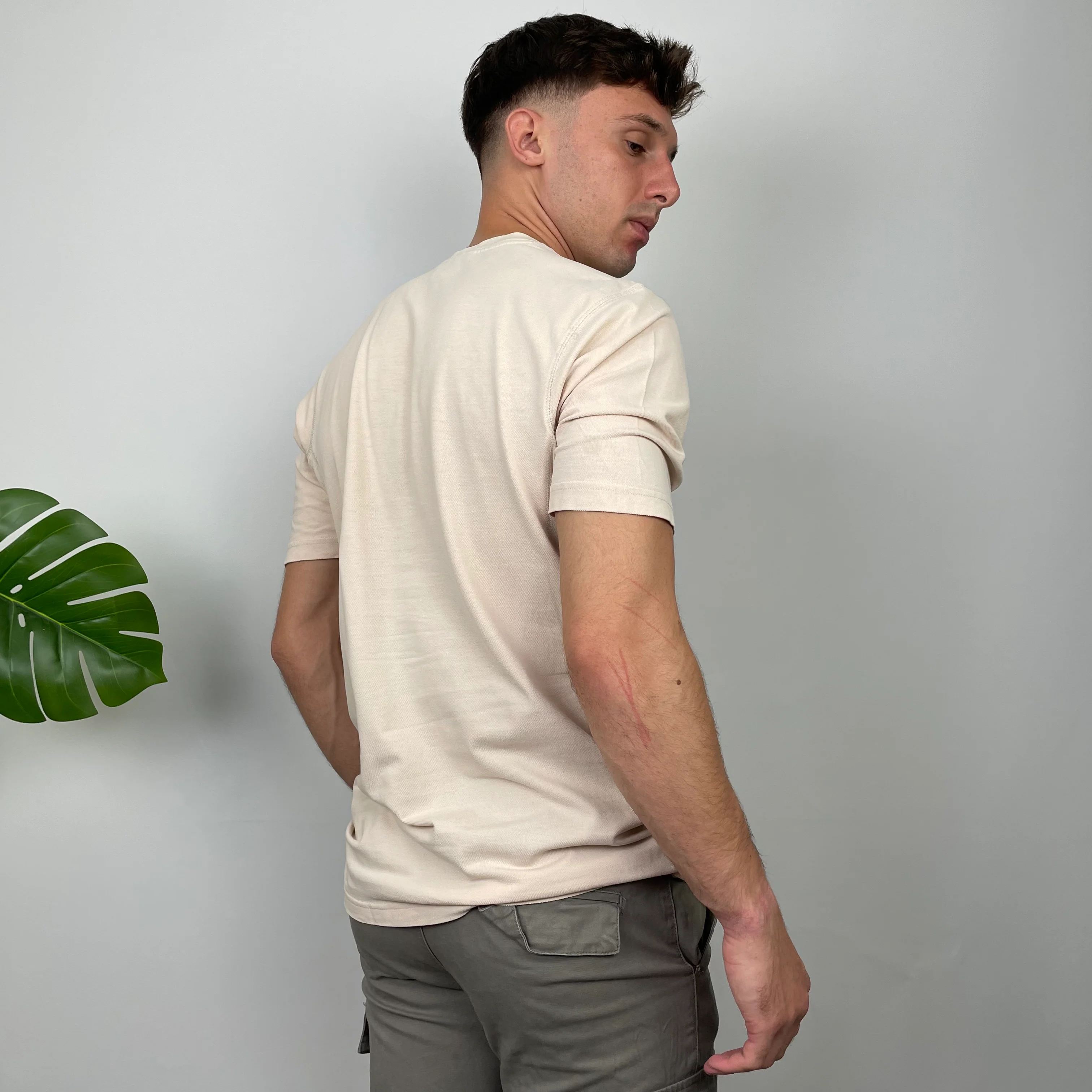 Nike Cream Embroidered Swoosh T Shirt (M) - Image 3
