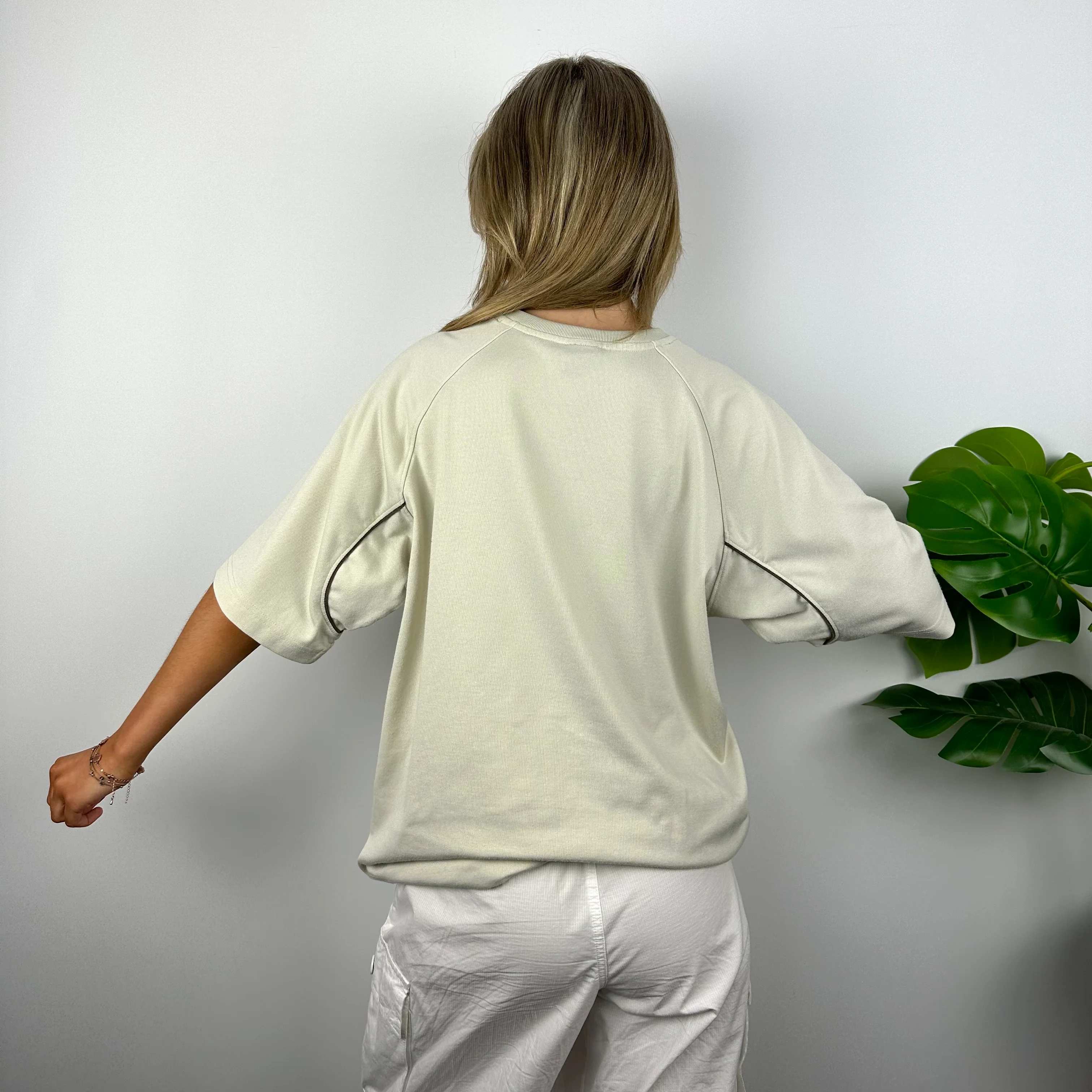 Nike Cream Embroidered Swoosh T Shirt (L) - Image 4