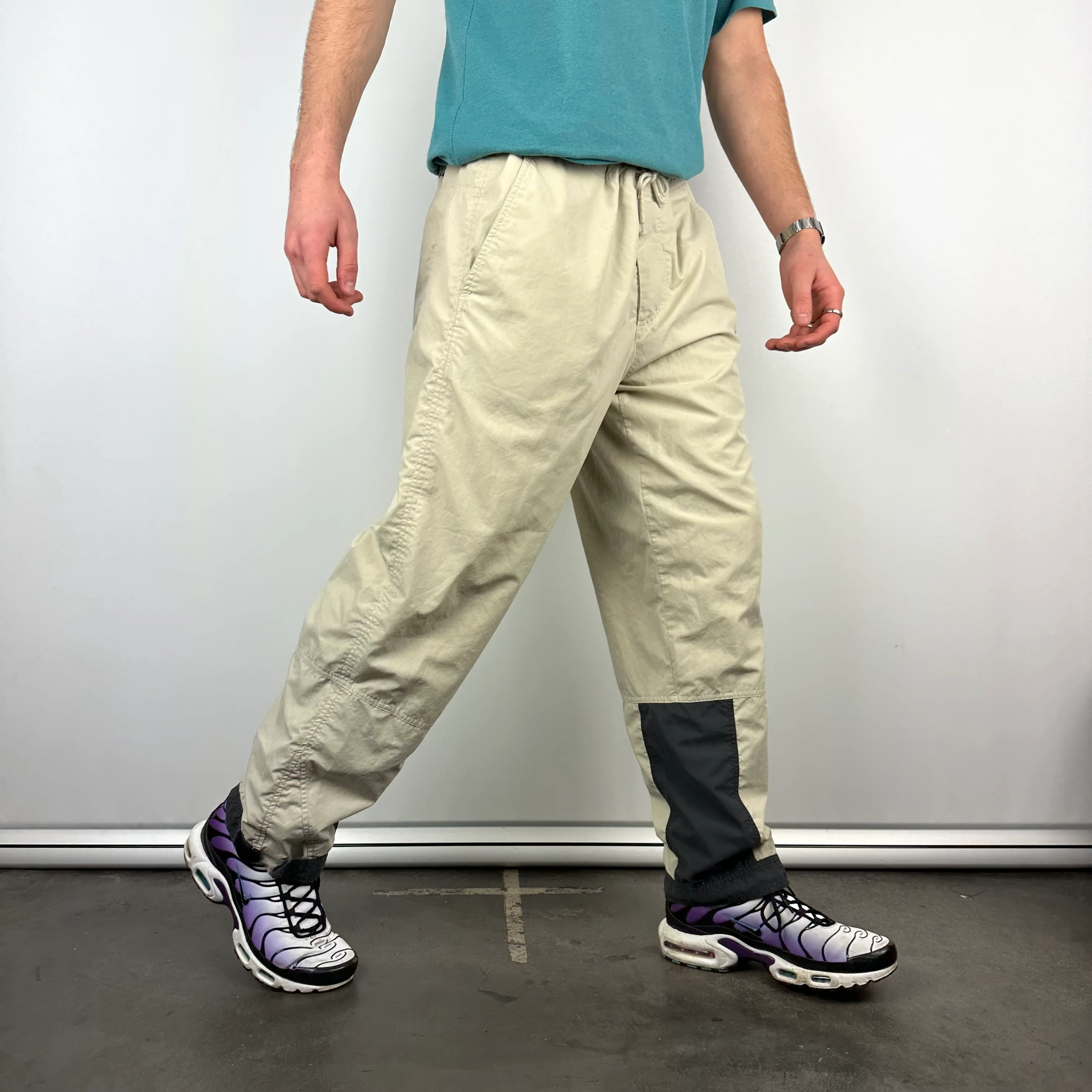 Nike Cream Embroidered Swoosh Track Pants (L) - Image 4