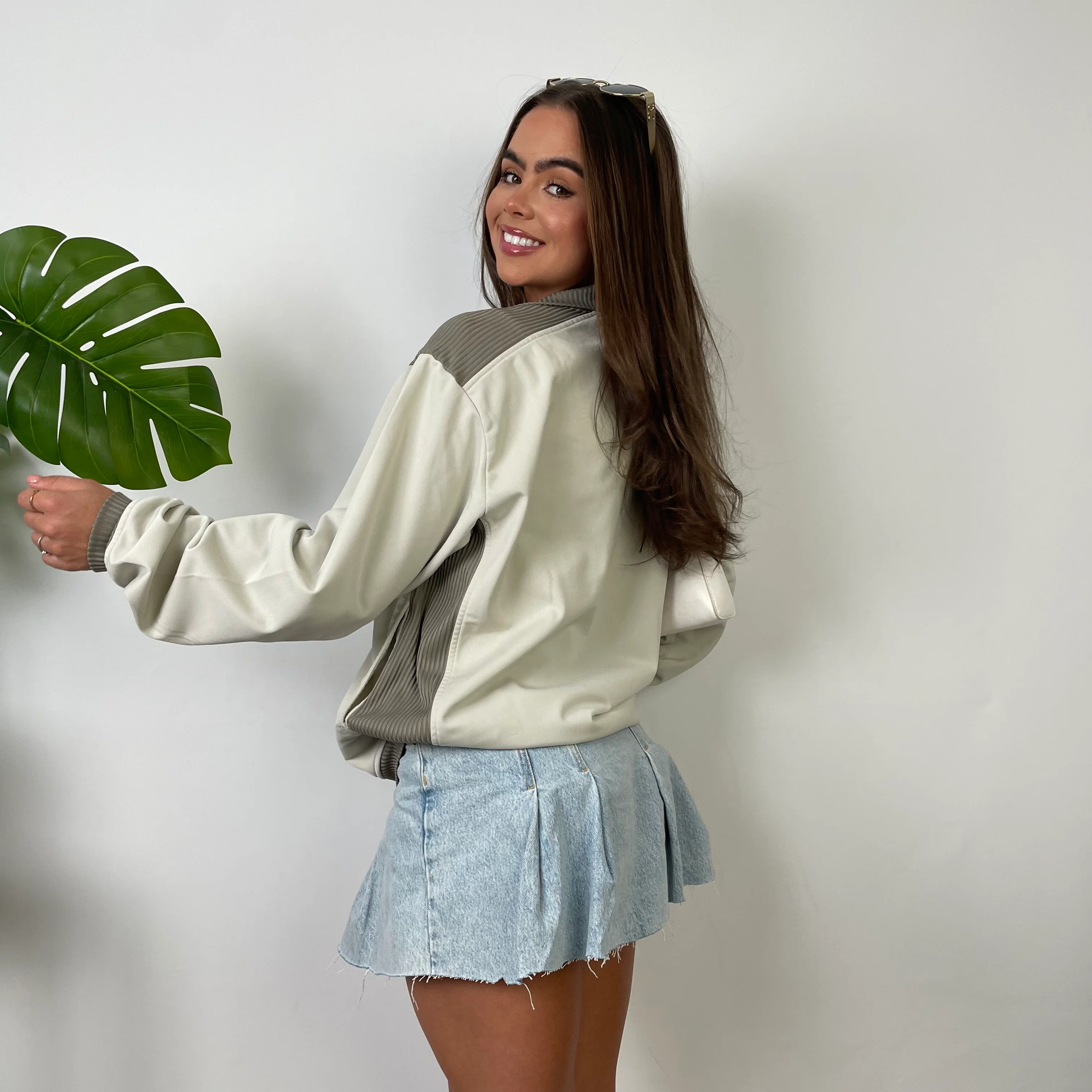 Nike Cream Embroidered Swoosh Track Jacket (M) - Image 3