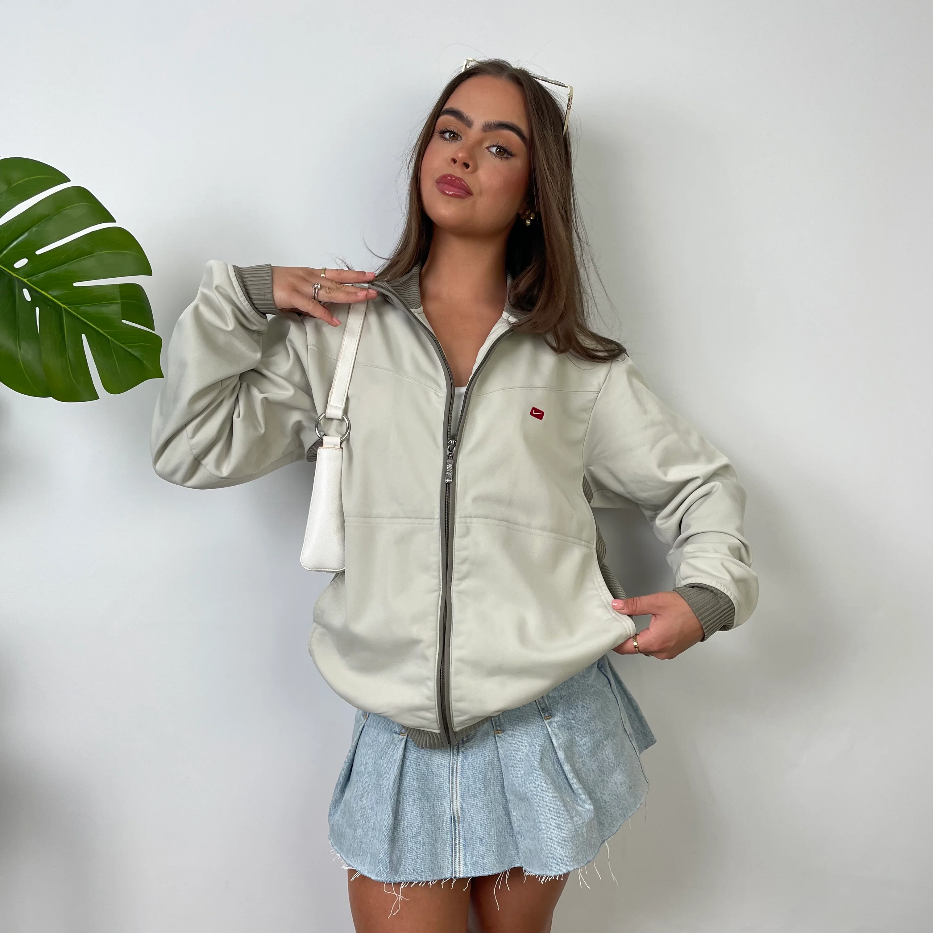 Nike Cream Embroidered Swoosh Track Jacket (M) - Image 6