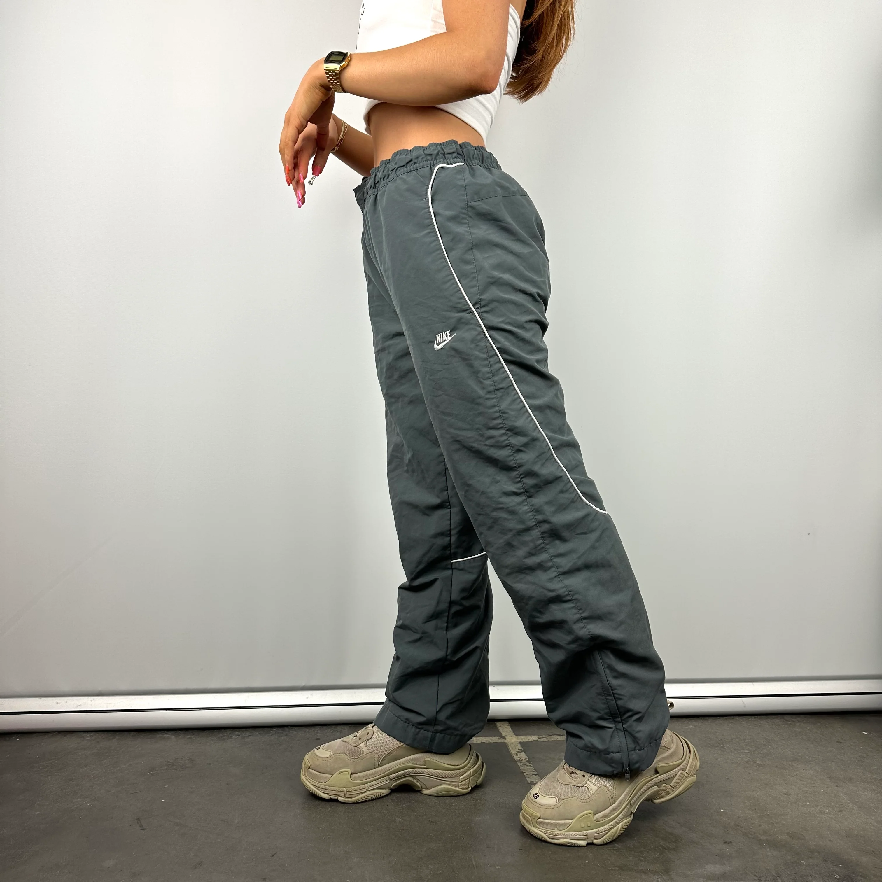 Nike Dark Grey Embroidered Spell Out Track Pants (S)