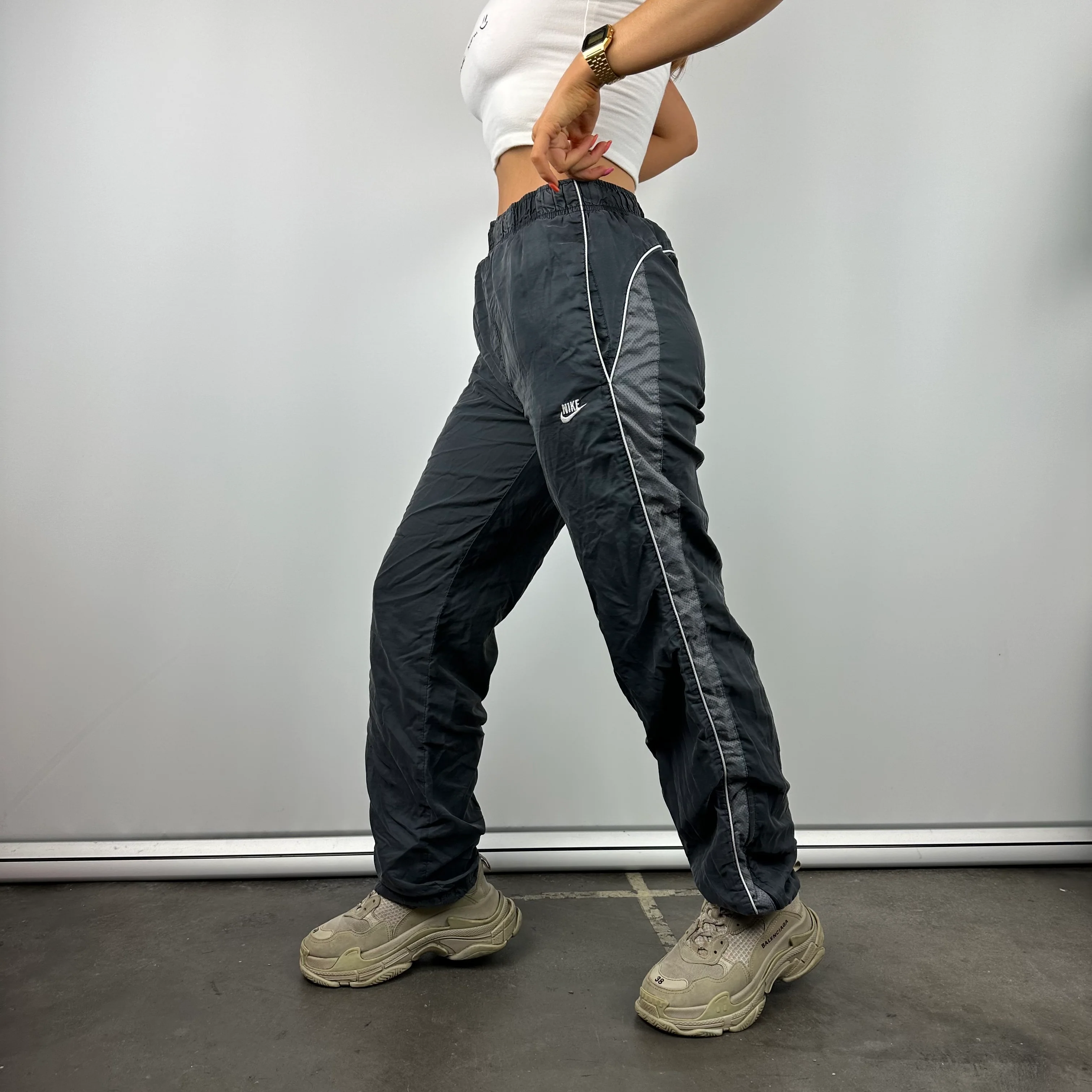Nike Dark Grey Embroidered Spell Out Track Pants (S)