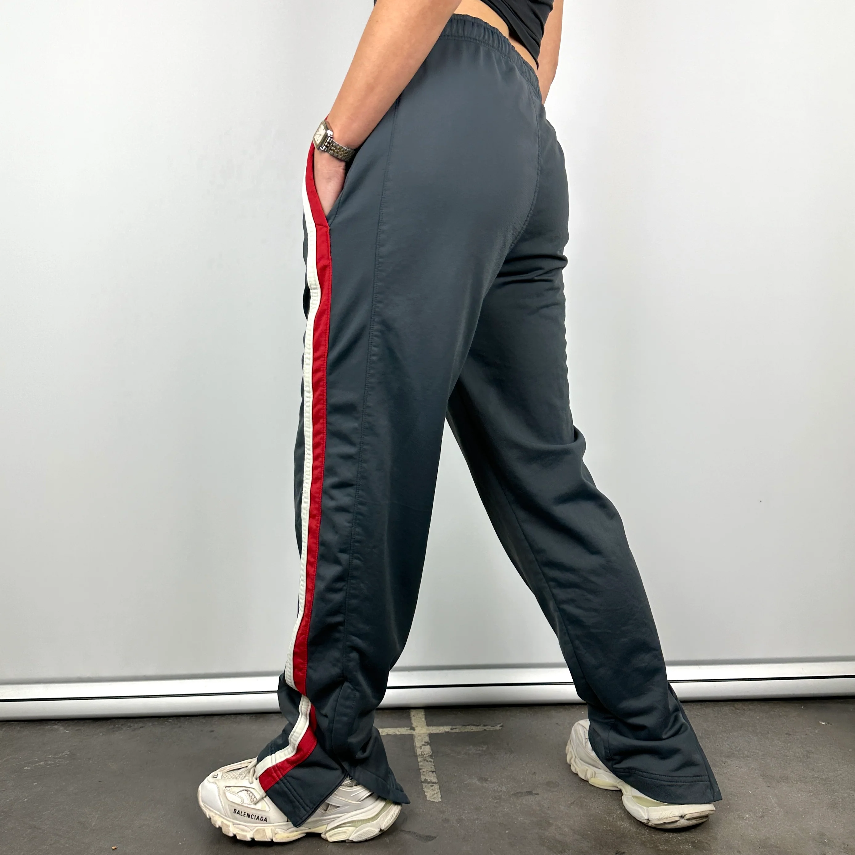 Nike Dark Grey Embroidered Swoosh Track Pants (M) - Image 5