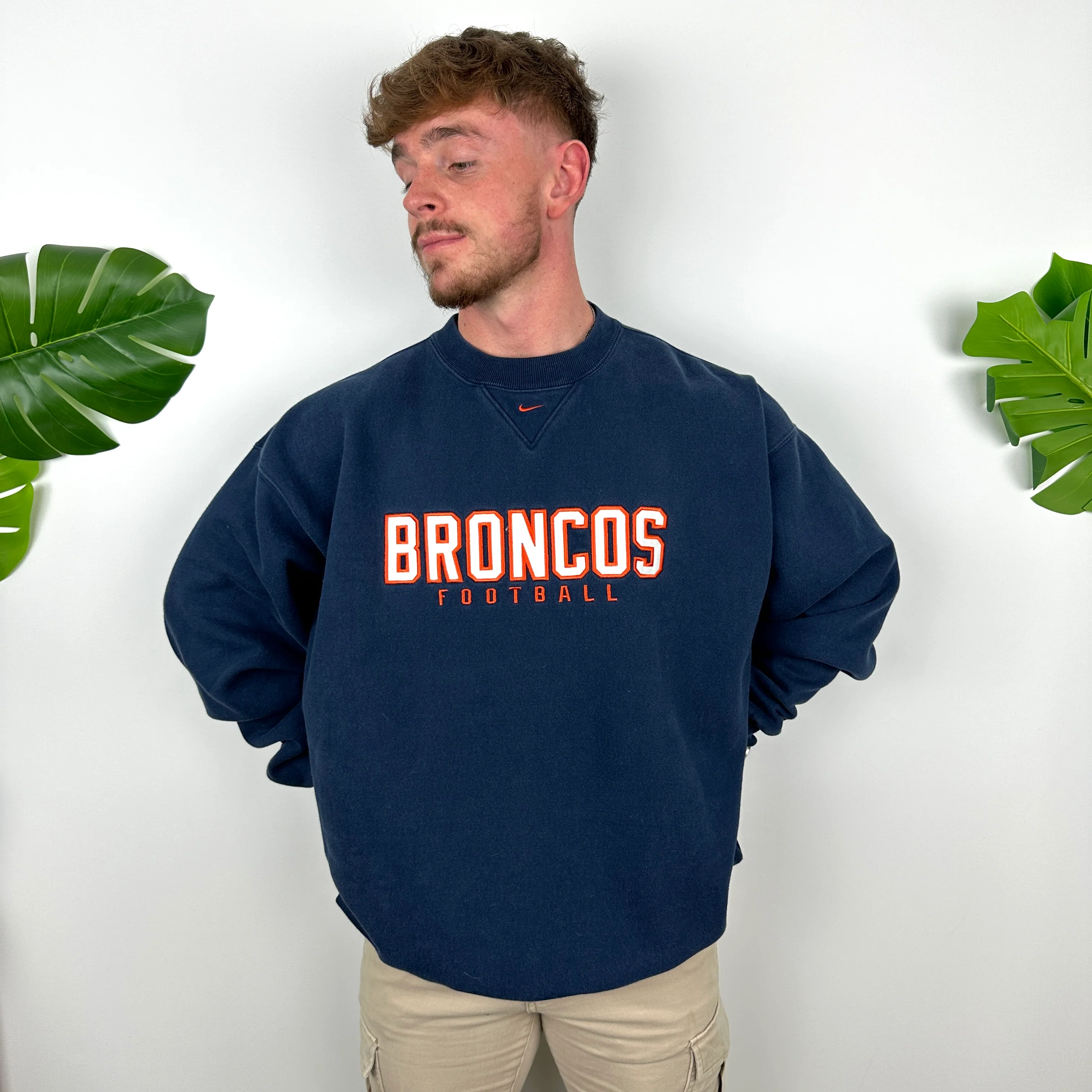 Nike Denver Broncos Navy Embroidered Spell Out Sweatshirt (L) - Image 4