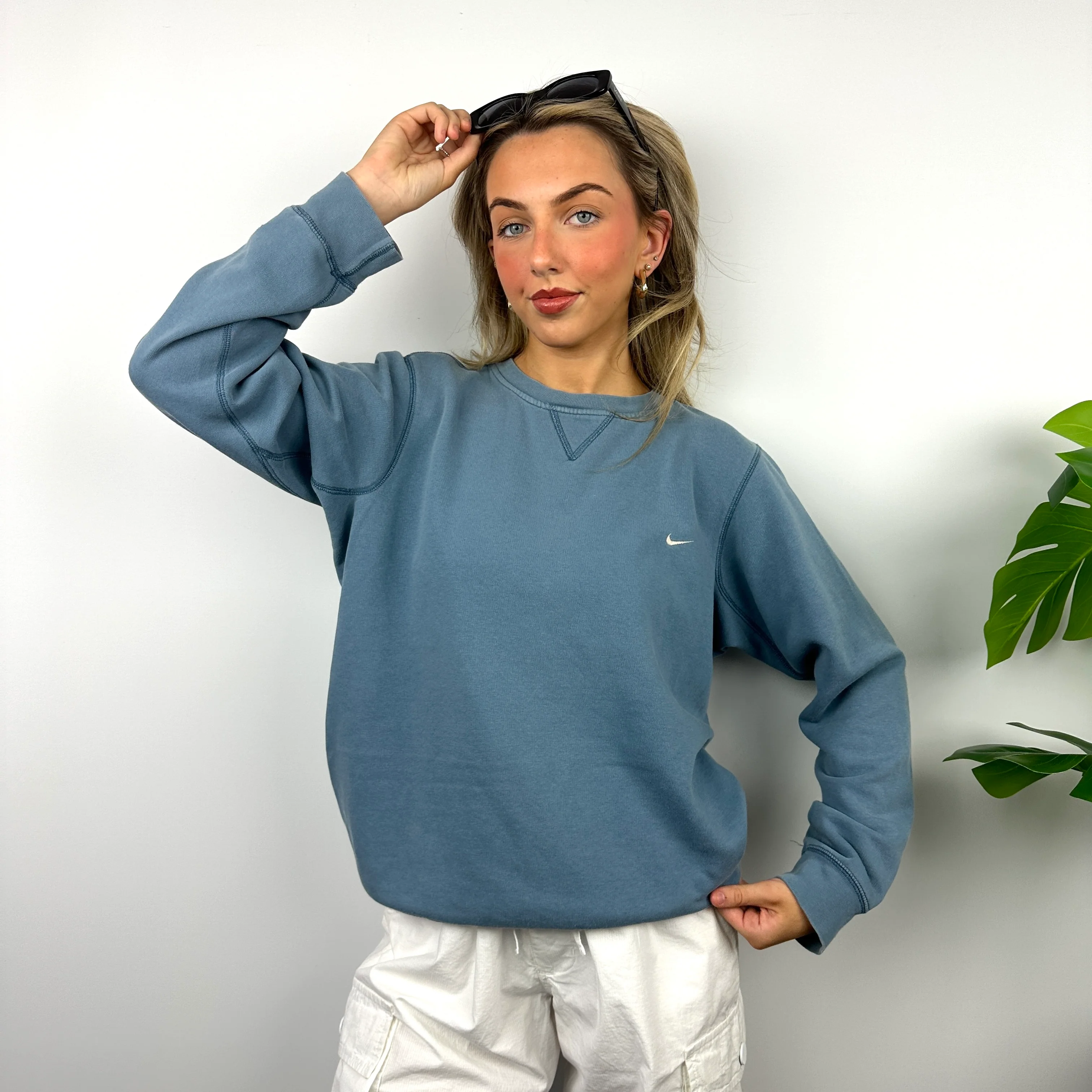 Nike Dusty Blue Embroidered Swoosh Sweatshirt (M)