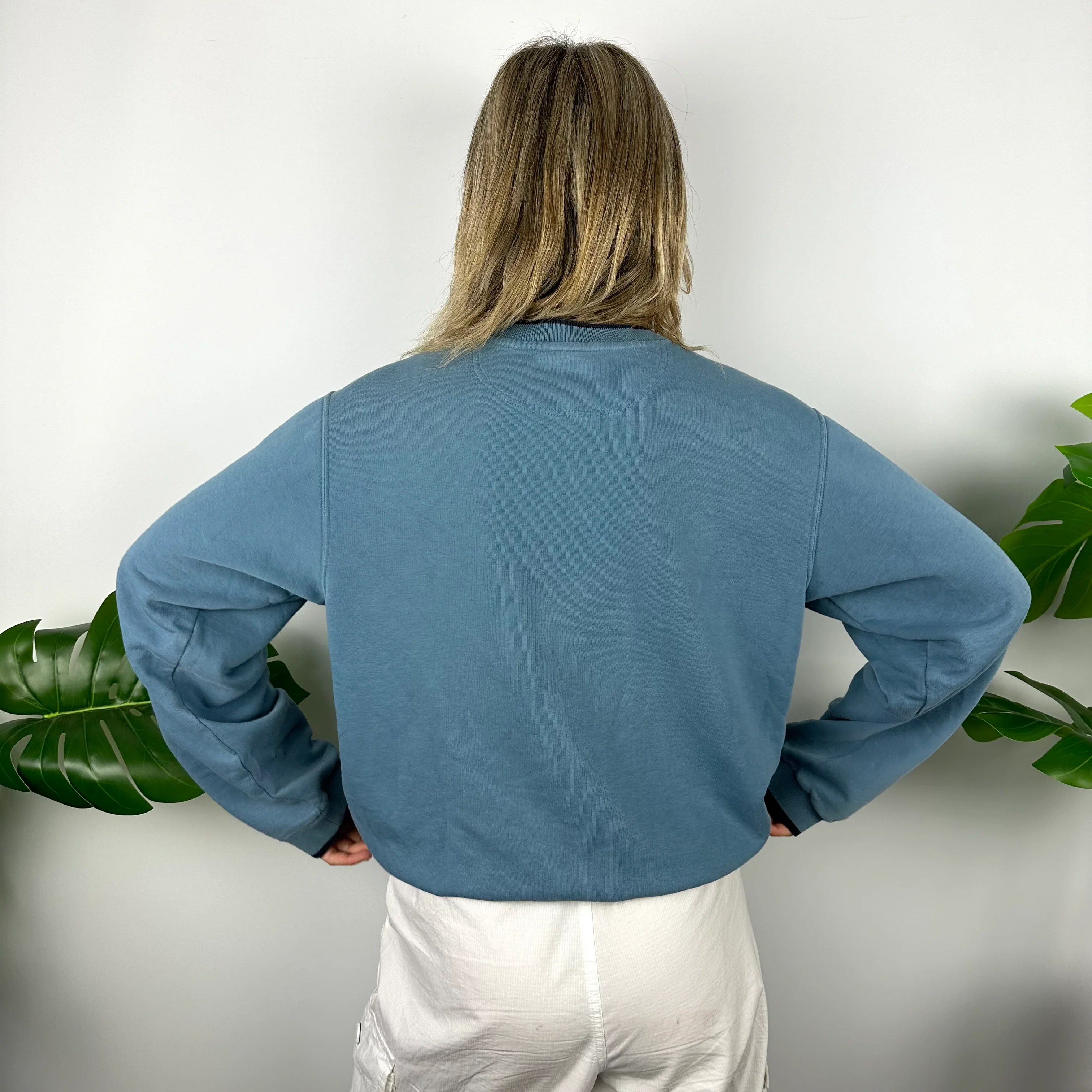 Nike Dusty Blue Embroidered Swoosh Sweatshirt (S) - Image 4