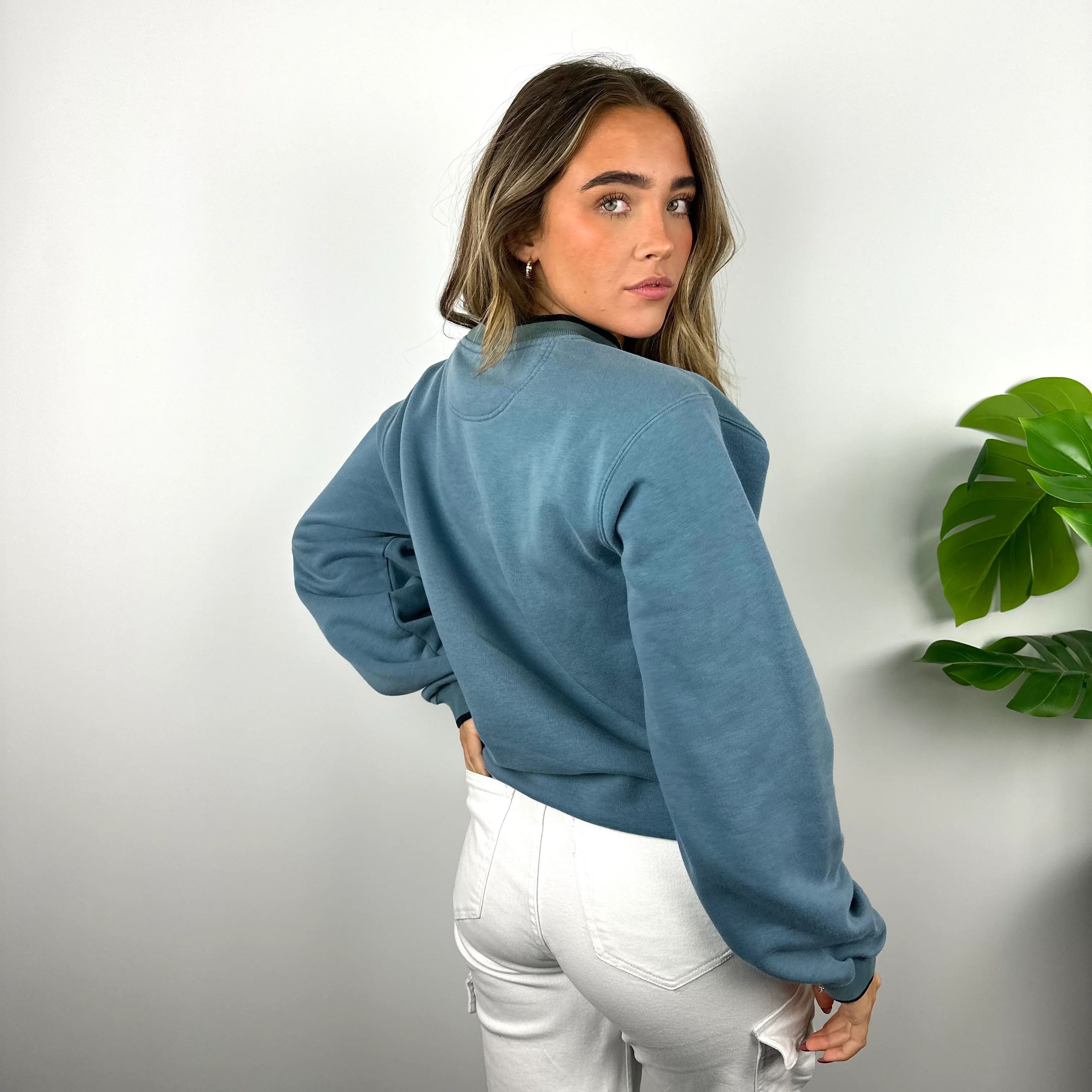 Nike Dusty Blue Embroidered Swoosh Sweatshirt (M) - Image 5