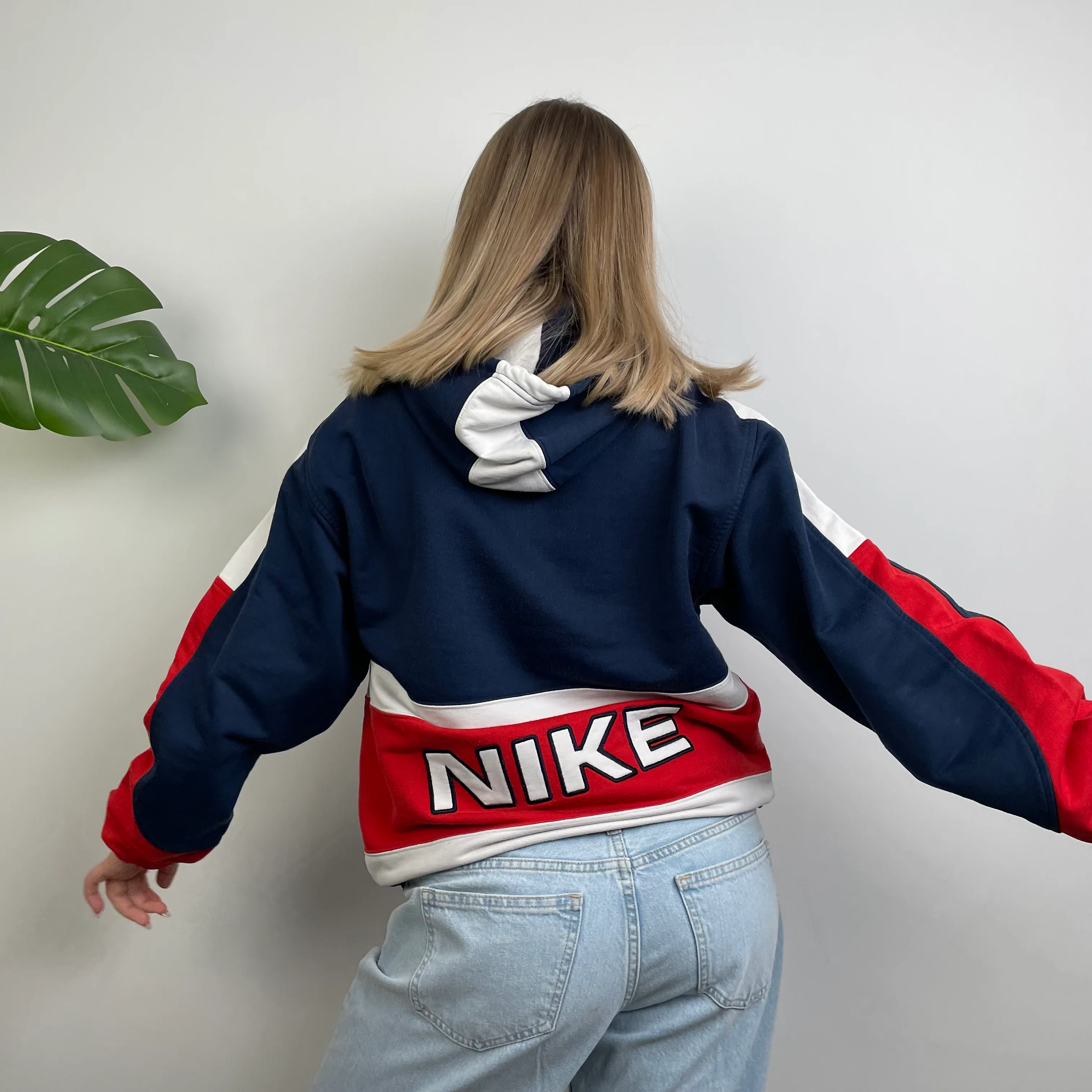 Nike Embroidered Spell Out Colour Block Hoodie (XL) - Image 5
