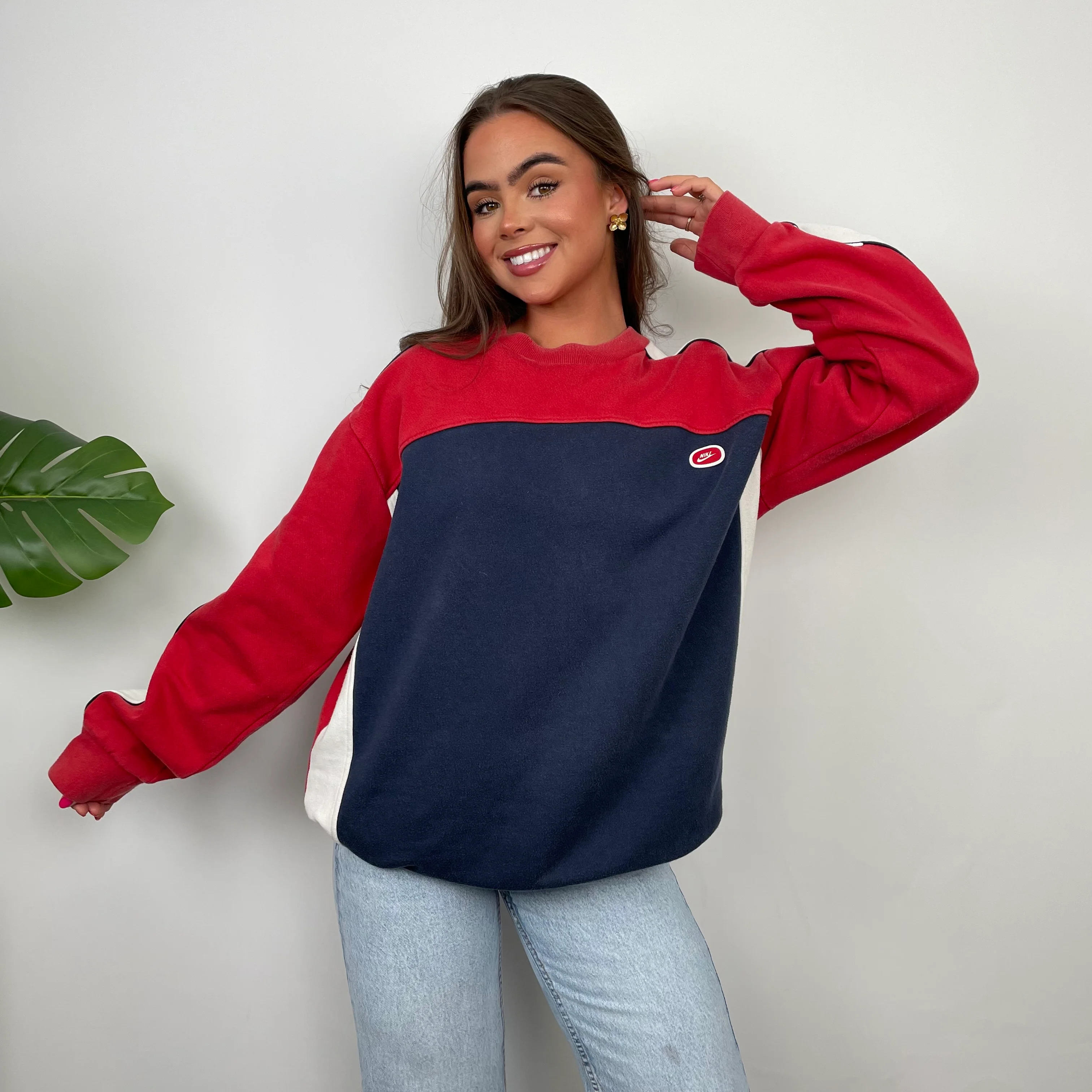 Nike Embroidered Spell Out Colour Block Sweatshirt (M) - Image 6