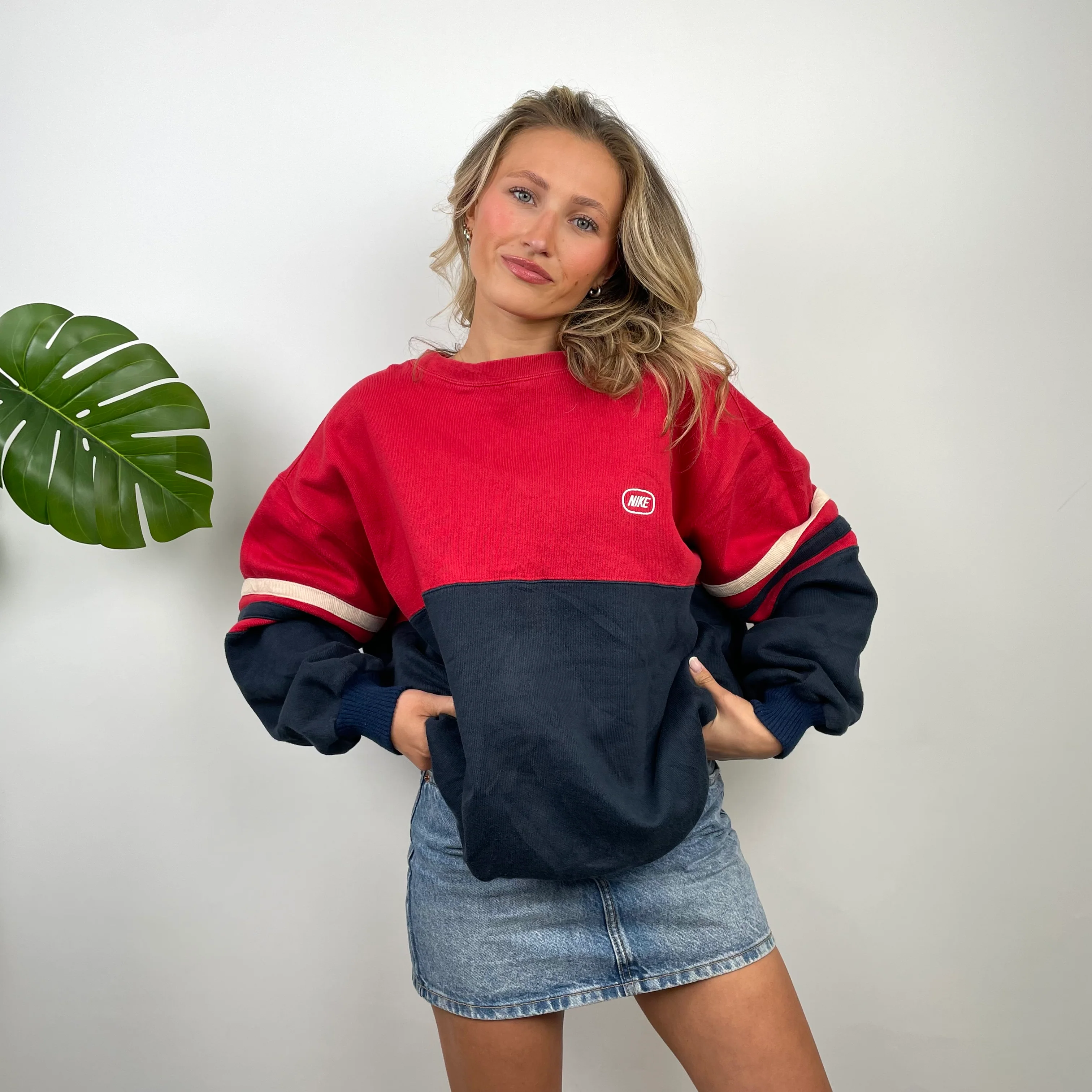 Nike Embroidered Spell Out Colour Block Sweatshirt (XXL) - Image 2