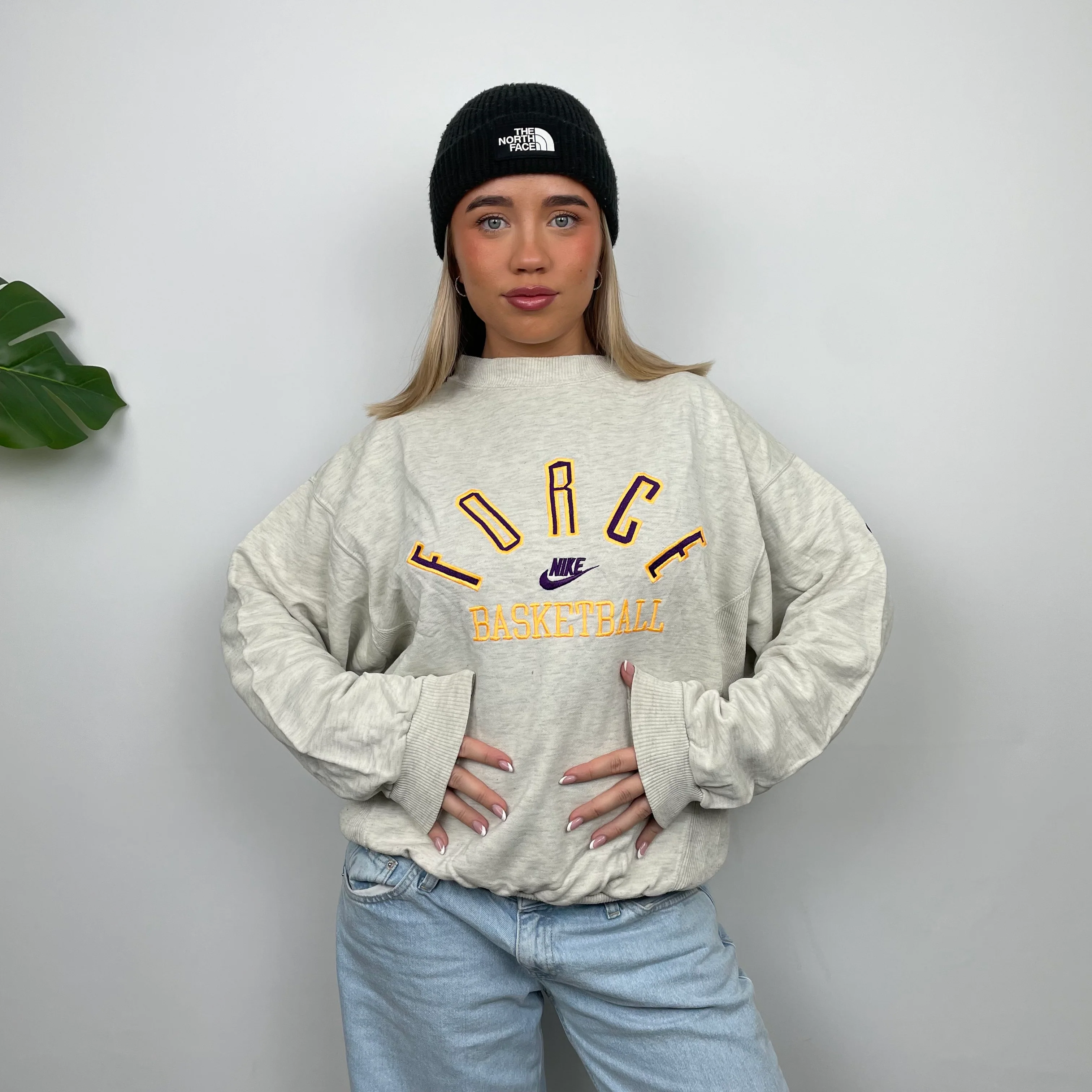 Nike Force Basketball RARE Grey Embroidered Spell Out Sweatshirt (M)