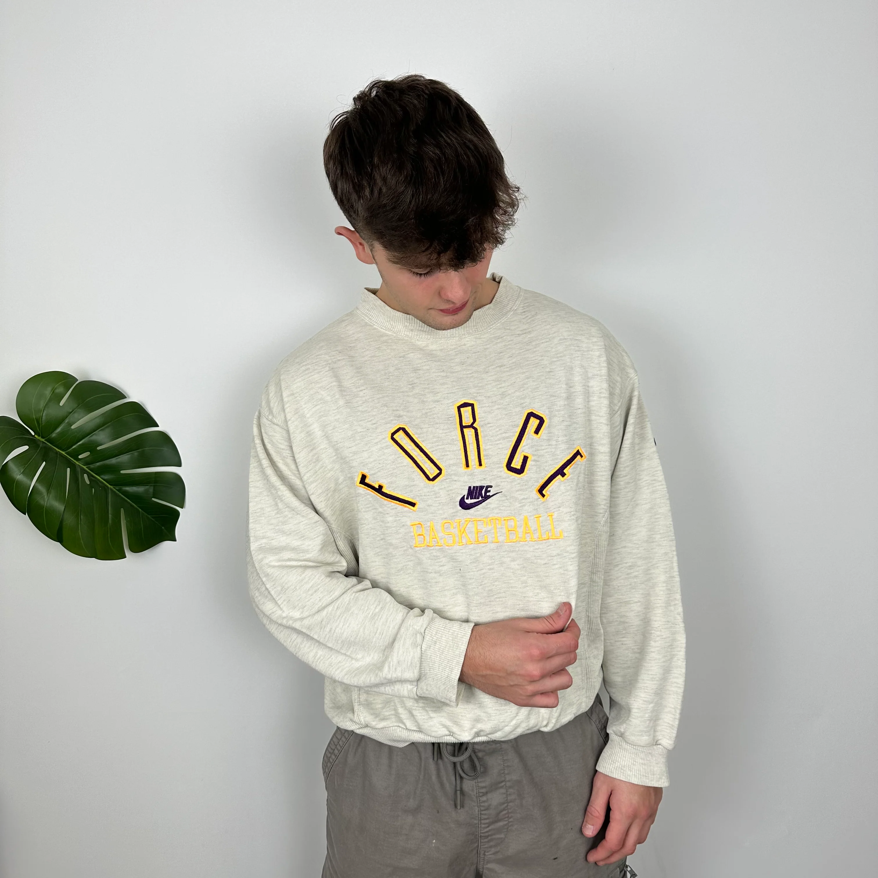 Nike Force Basketball RARE Grey Embroidered Spell Out Sweatshirt (M)