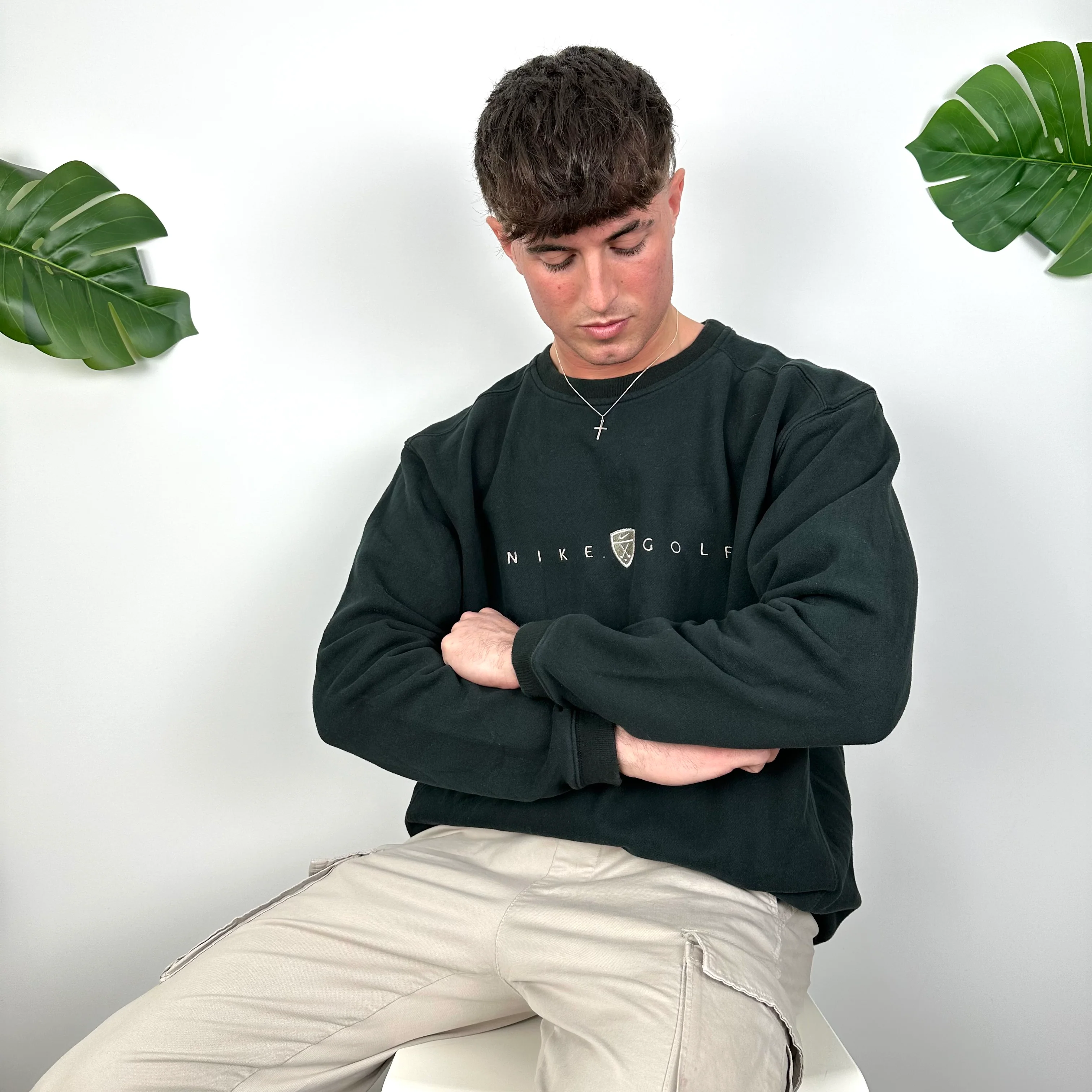 Nike Golf Black Embroidered Spell Out Sweatshirt (L) - Image 5