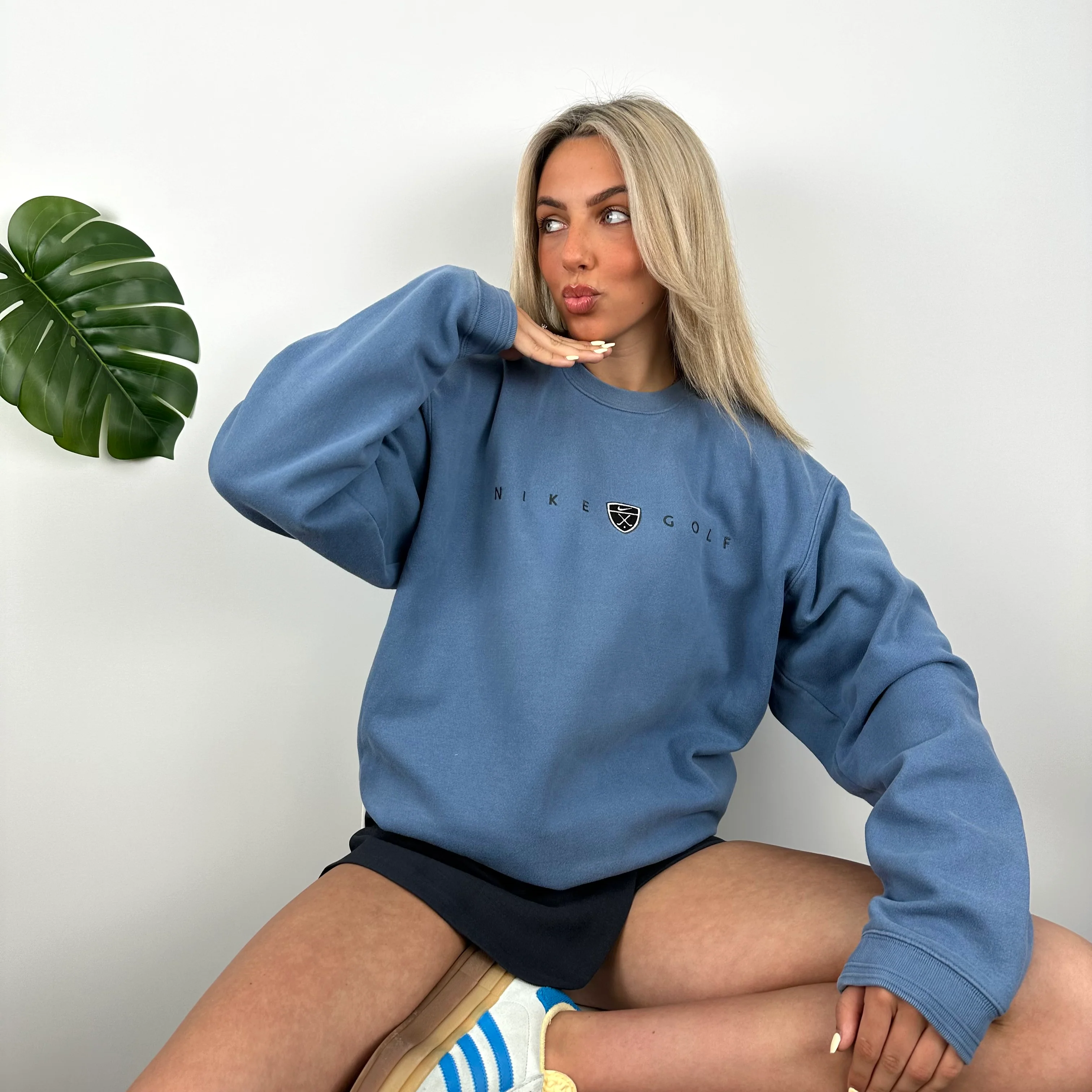 Nike Golf Blue Embroidered Spell Out Sweatshirt (M) - Image 3