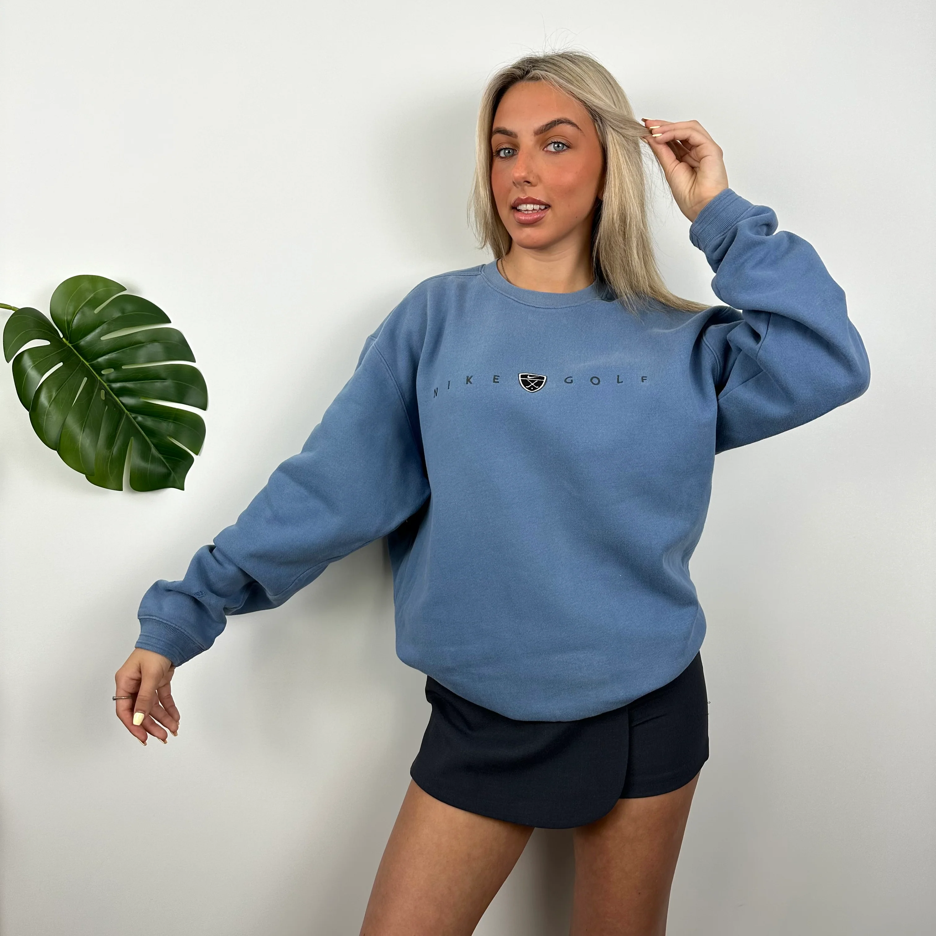 Nike Golf Blue Embroidered Spell Out Sweatshirt (M) - Image 4