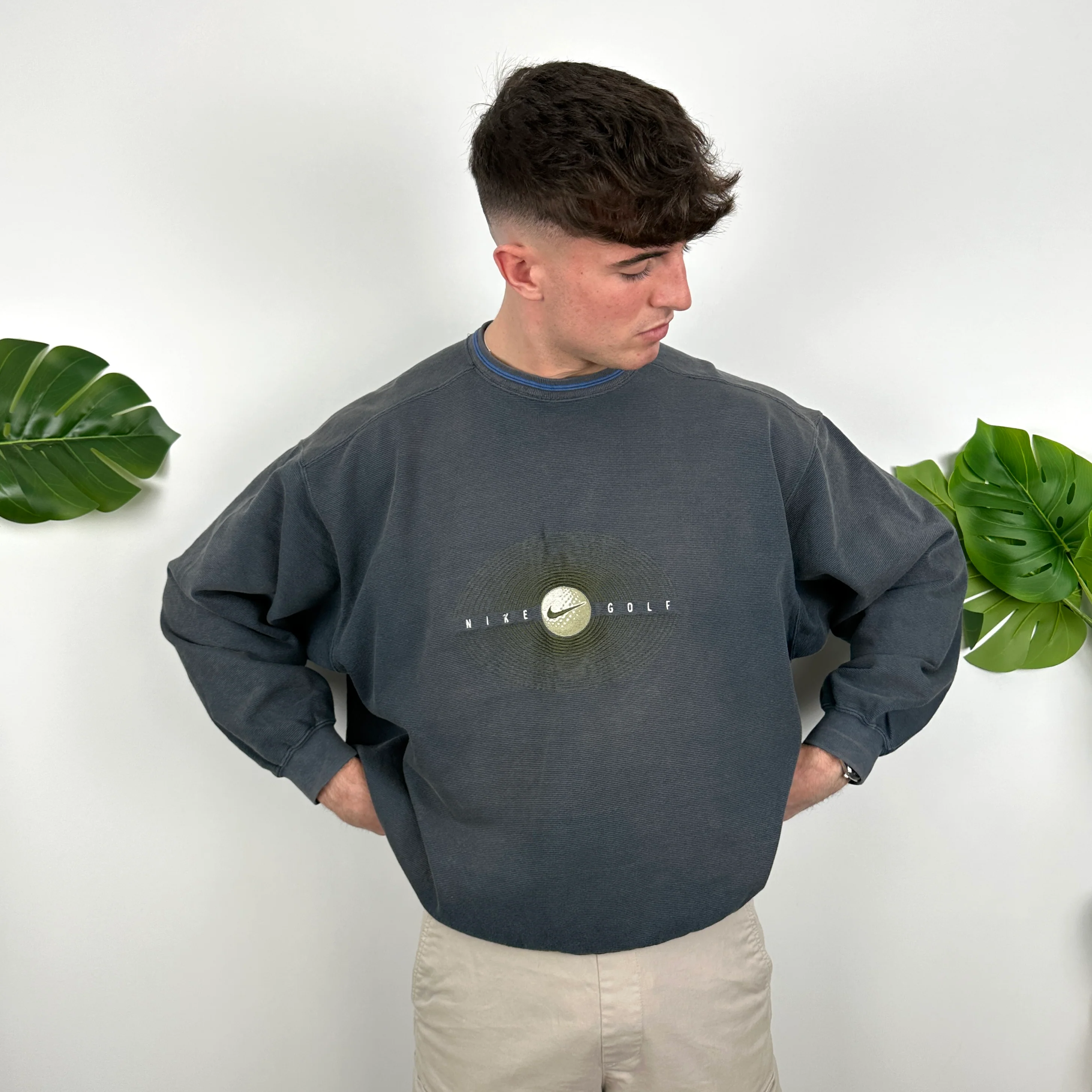 Nike Golf RARE Navy Embroidered Spell Out Sweatshirt (XL) - Image 2