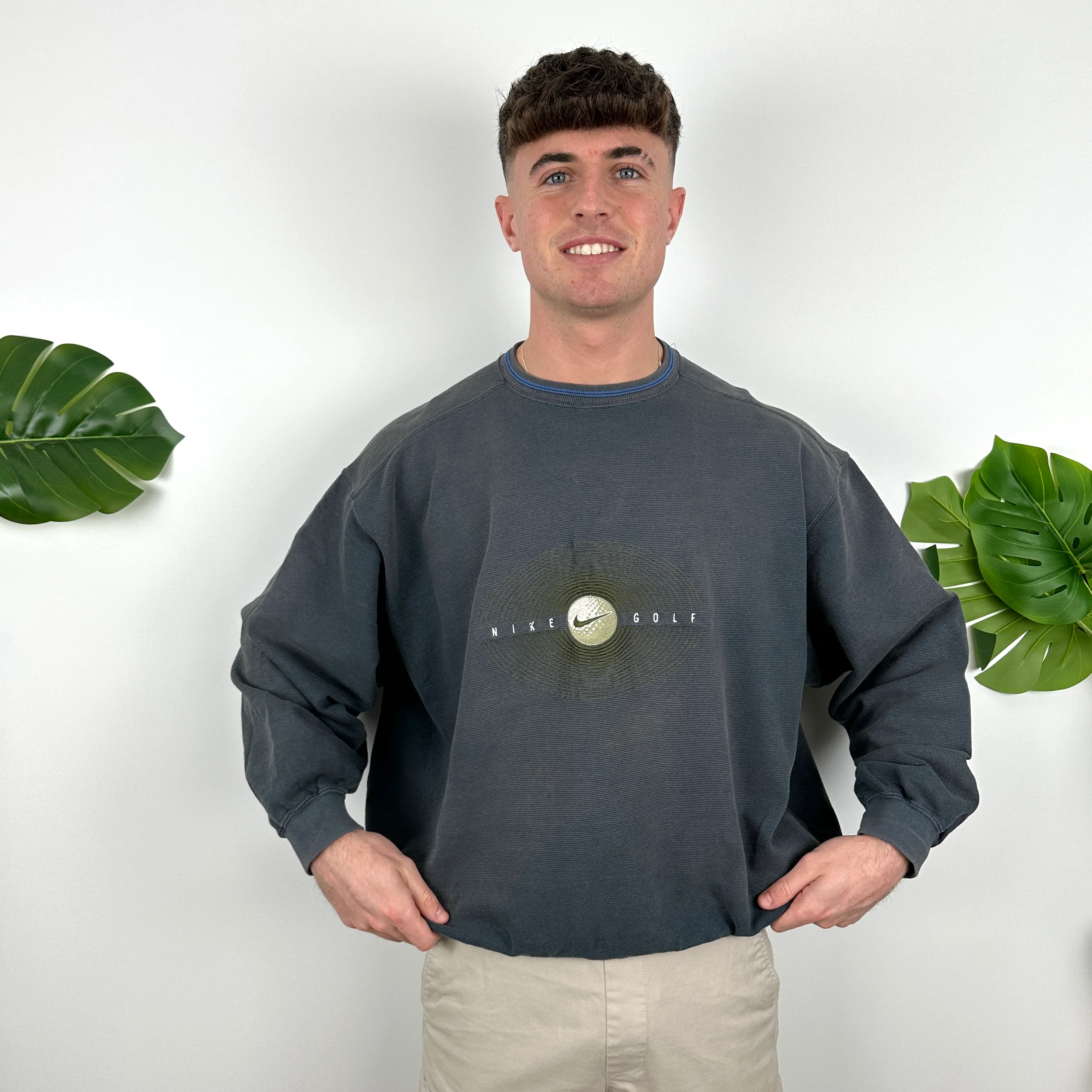 Nike Golf RARE Navy Embroidered Spell Out Sweatshirt (XL) - Image 6