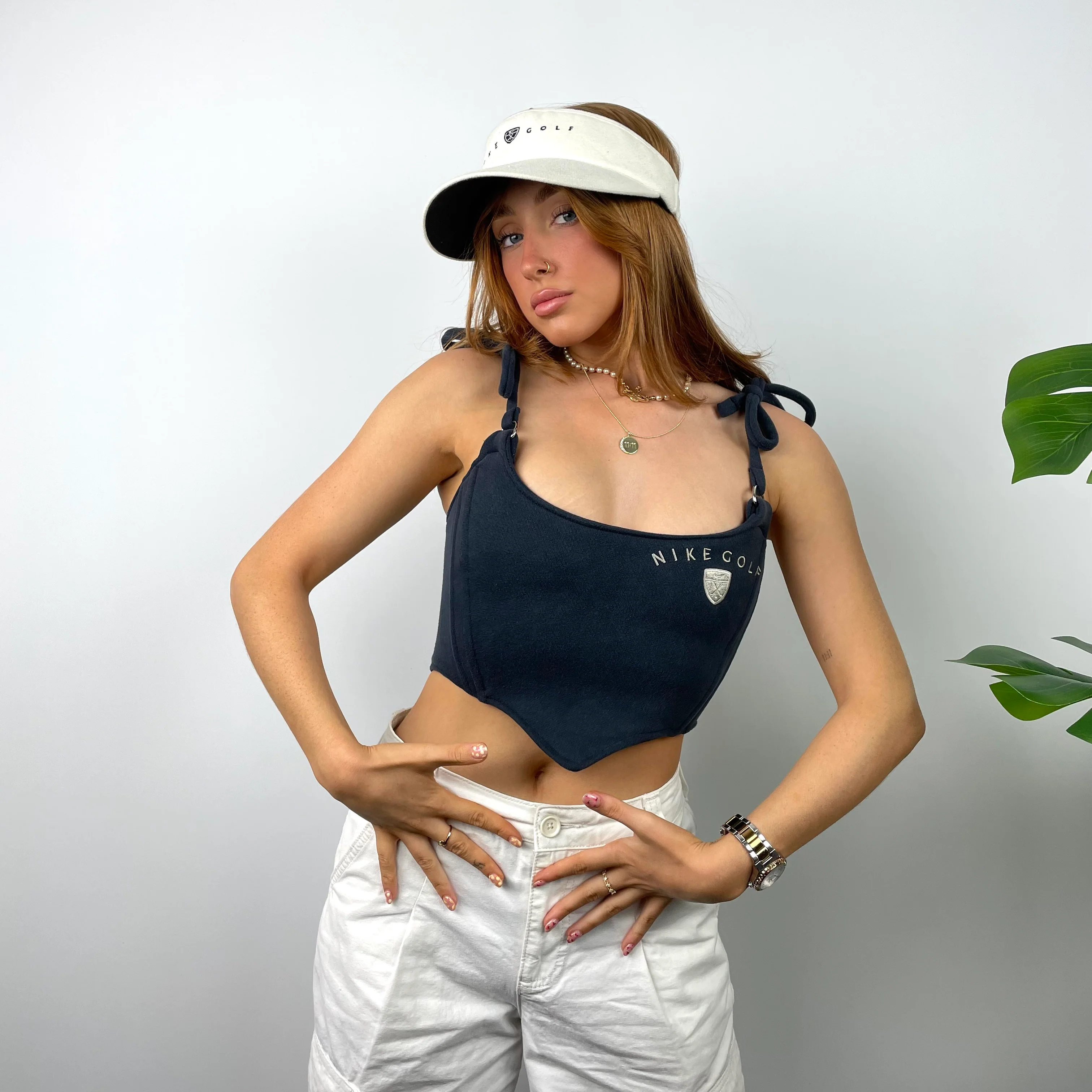 Nike Golf RARE Navy Embroidered Spell Out Corset (S/M) - Image 4